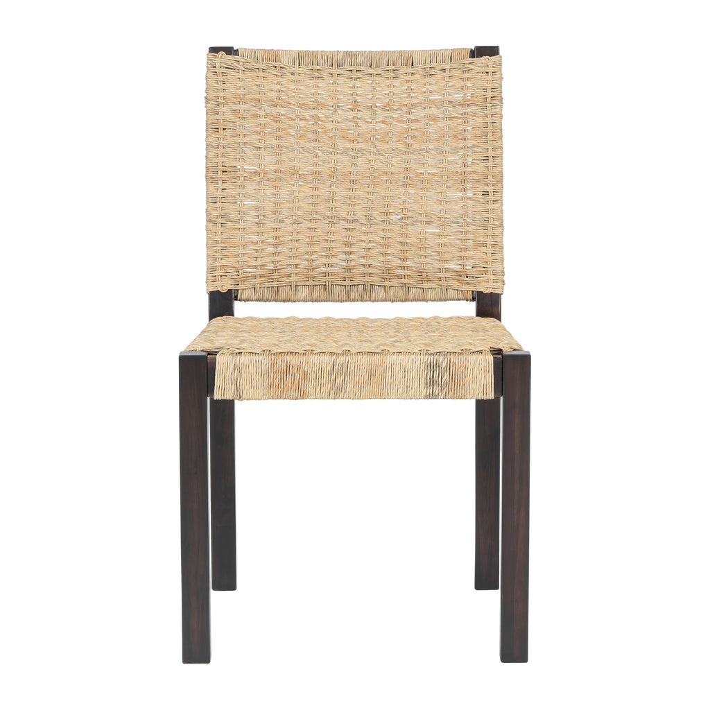 Solid Wood Rattan Backrest Dining Chairs, Set of 2