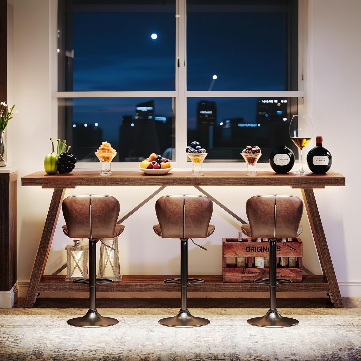 Willowford Industrial Console Table with 2-Tier Storage Shelves