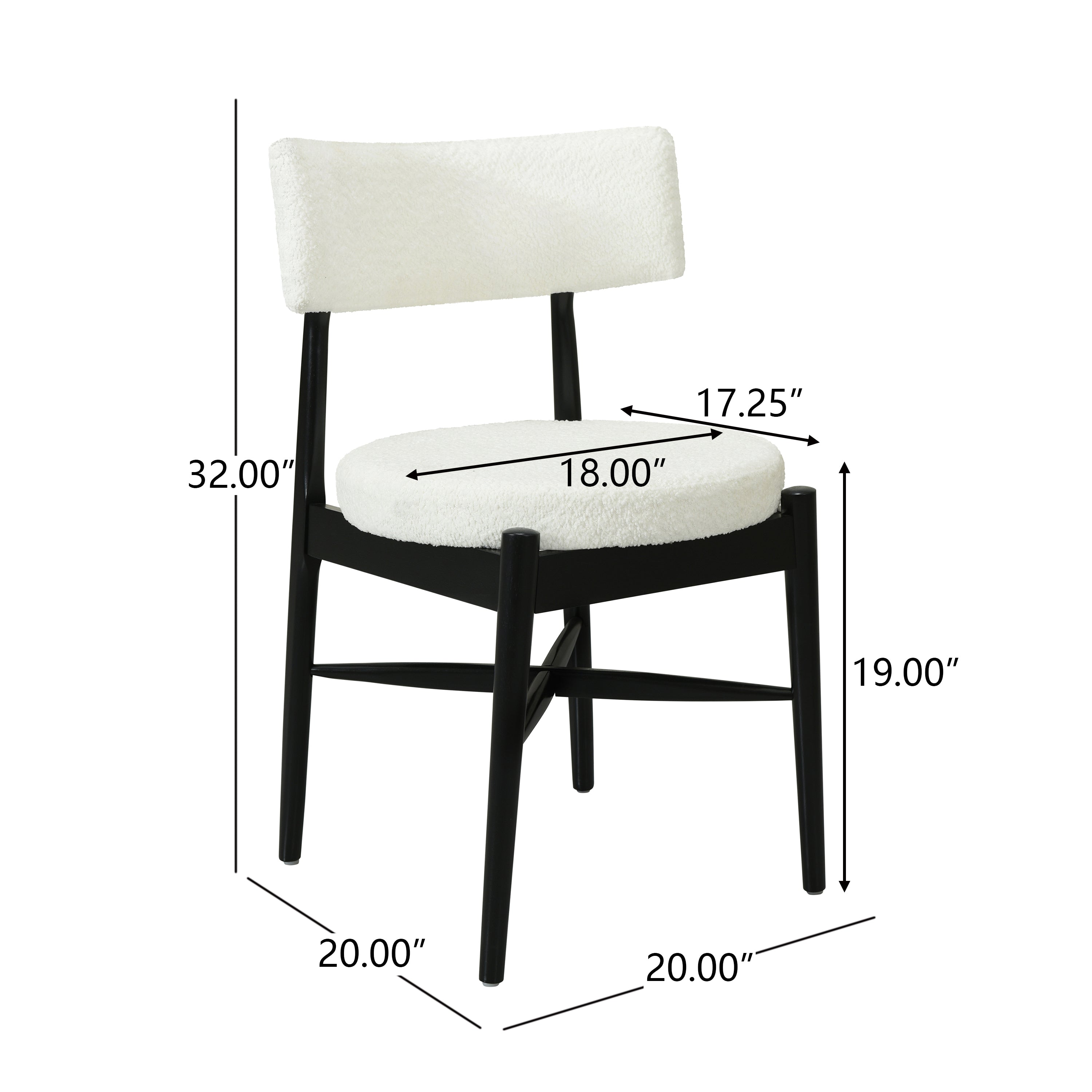 Harveston Mid Century Modern Boucle Upholstered Dining Chairs, Set of 2