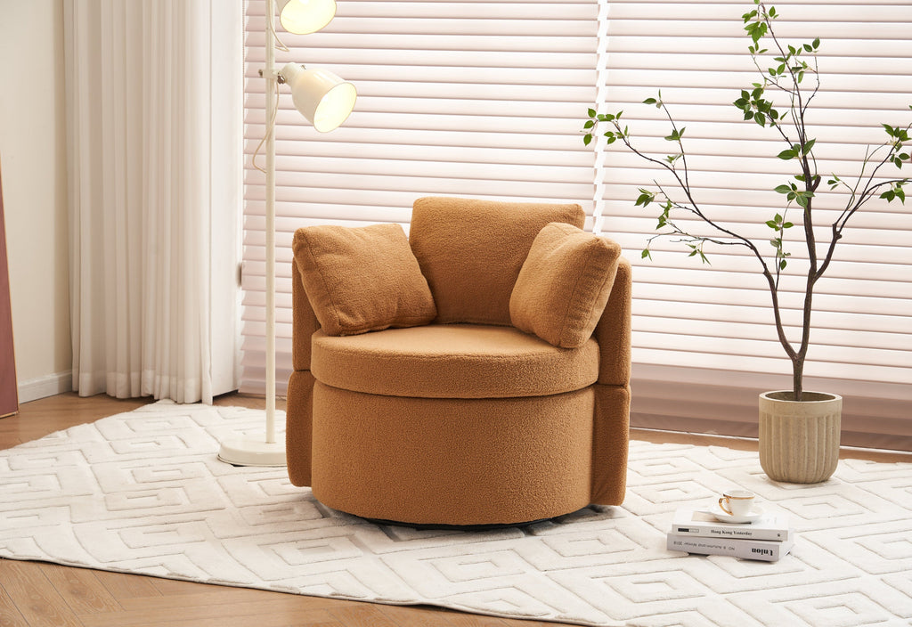Teddy Fabric Swivel And Storage Chair With Back Cushion