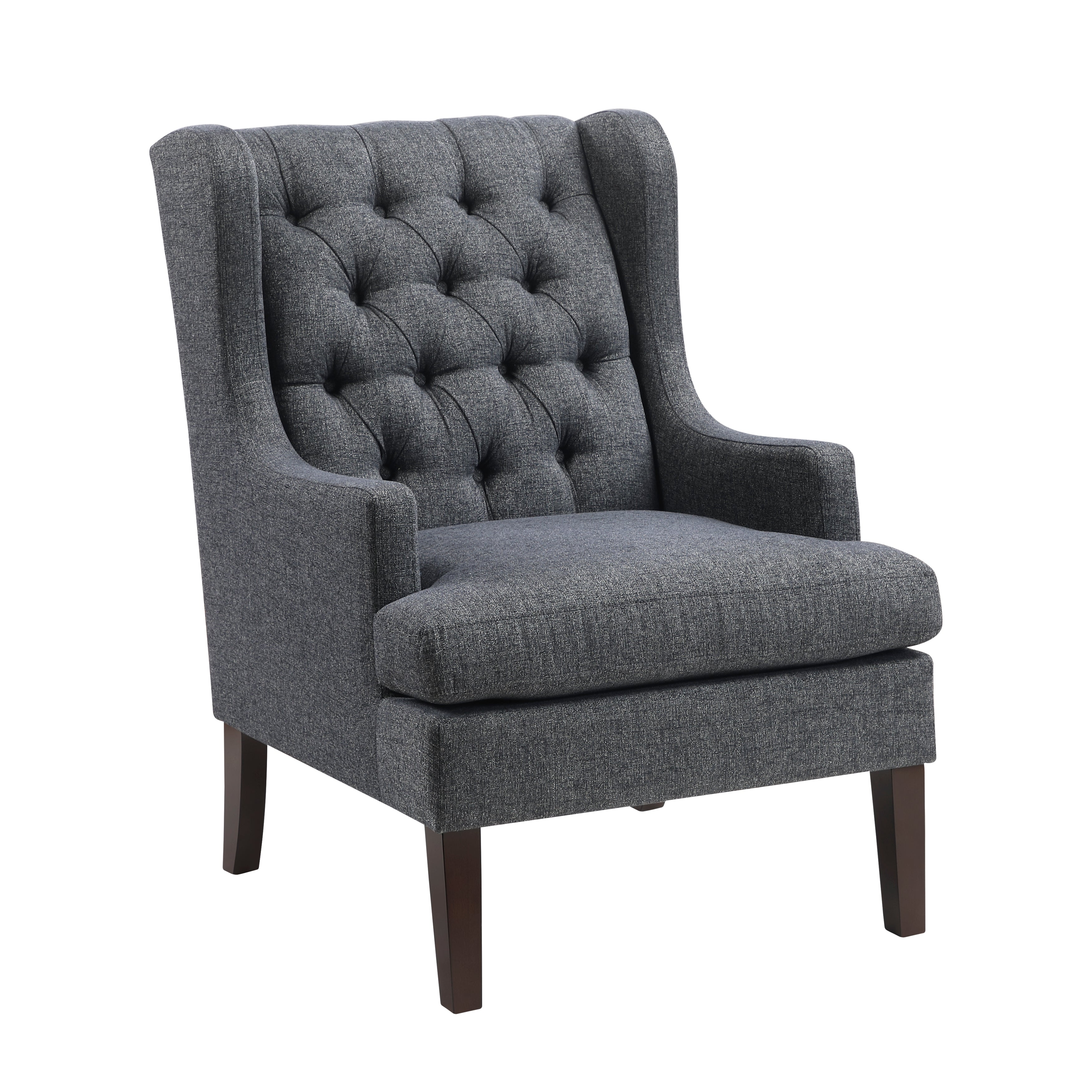 Button-Tufted Upholstered High Back Accent Chair