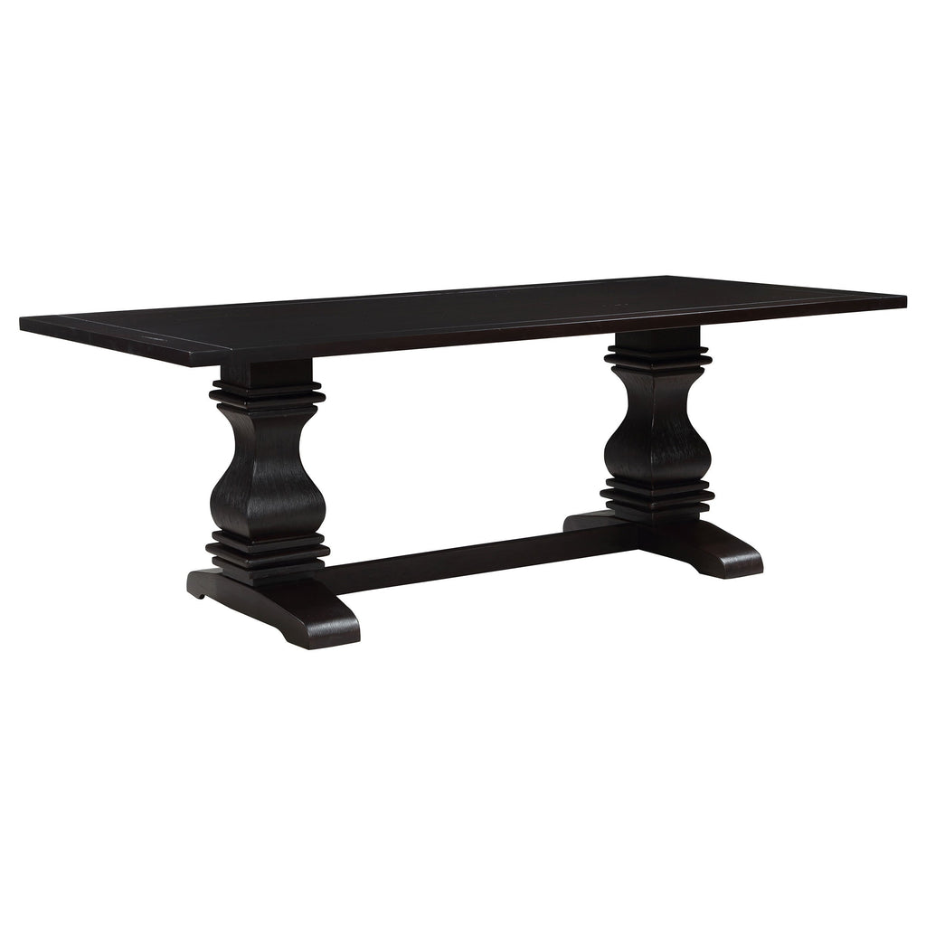 Villeneuve Rustic Espresso Rectangular Double Pedestal Dining Table