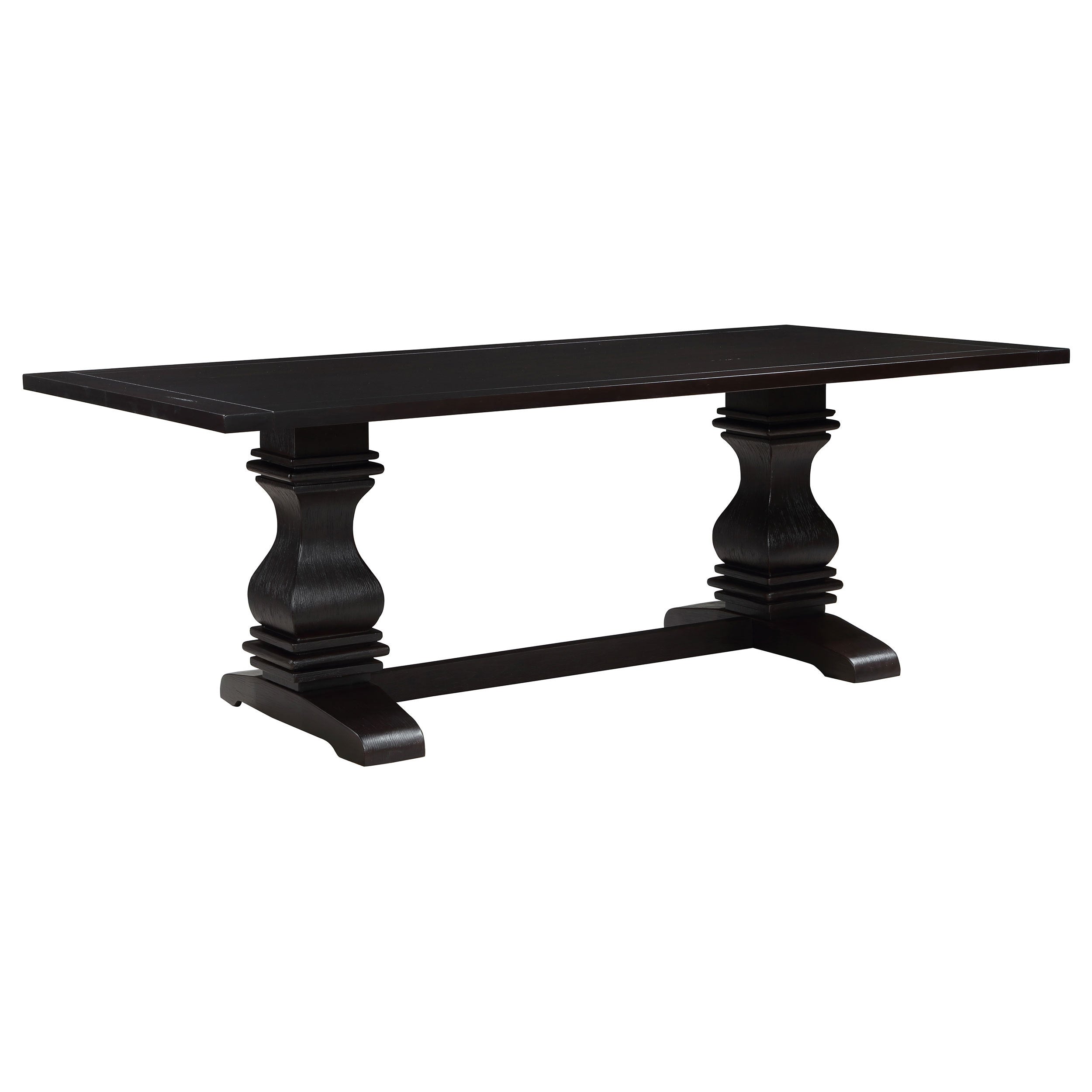 Villeneuve Rustic Espresso Rectangular Double Pedestal Dining Table