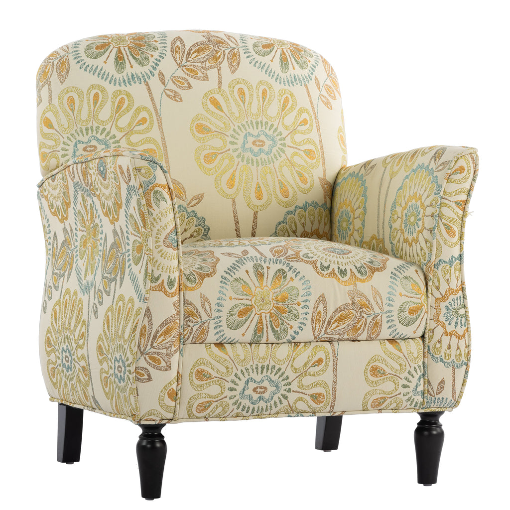 Golden Floral Accent Arm Chair
