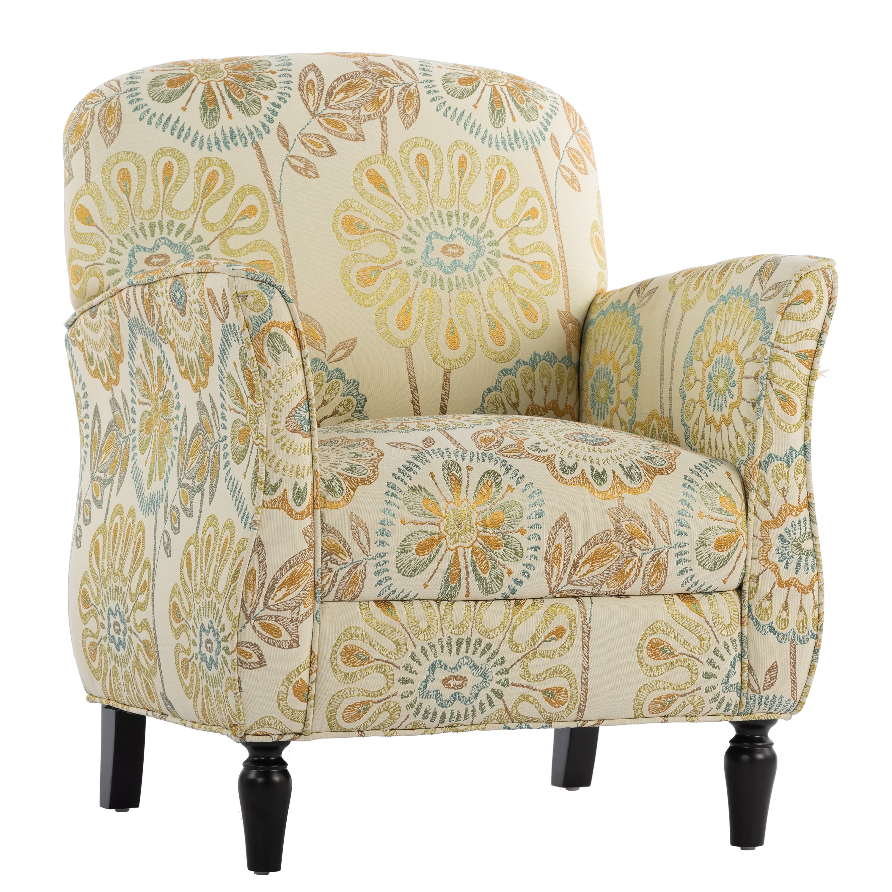 Golden Floral Accent Arm Chair
