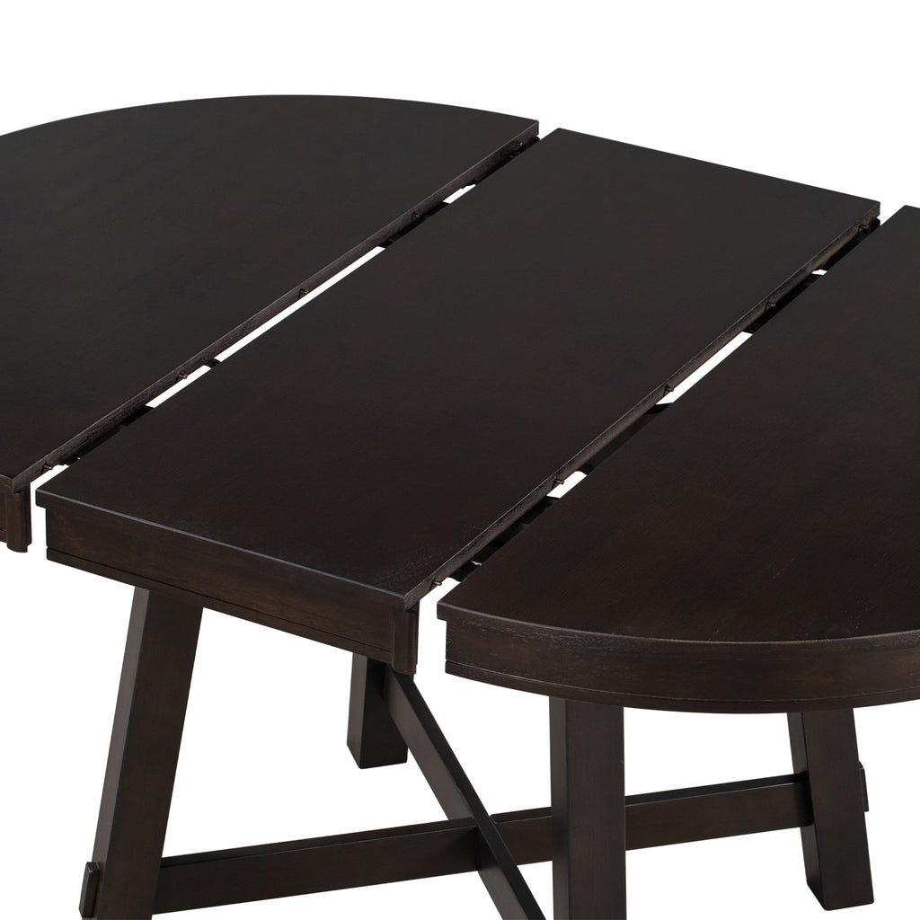 Farmhouse Round Extendable Dining Table with 16 Leaf