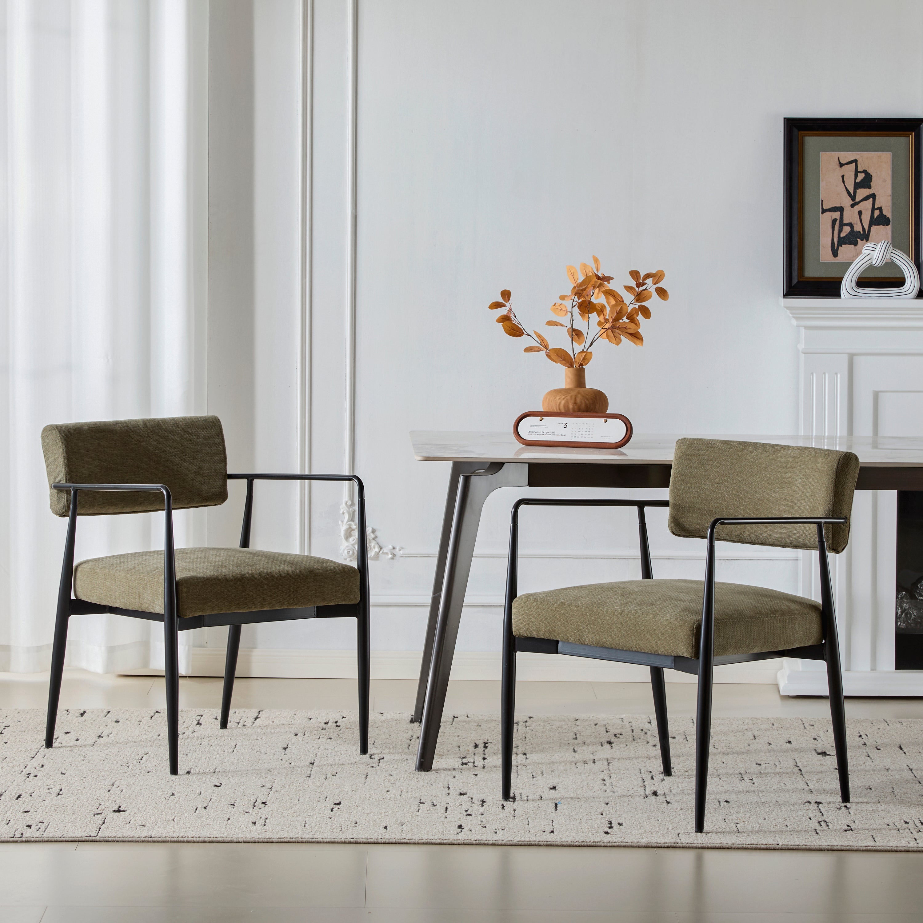 Nora Modern Metal Frame Dining Chair, Set of 2
