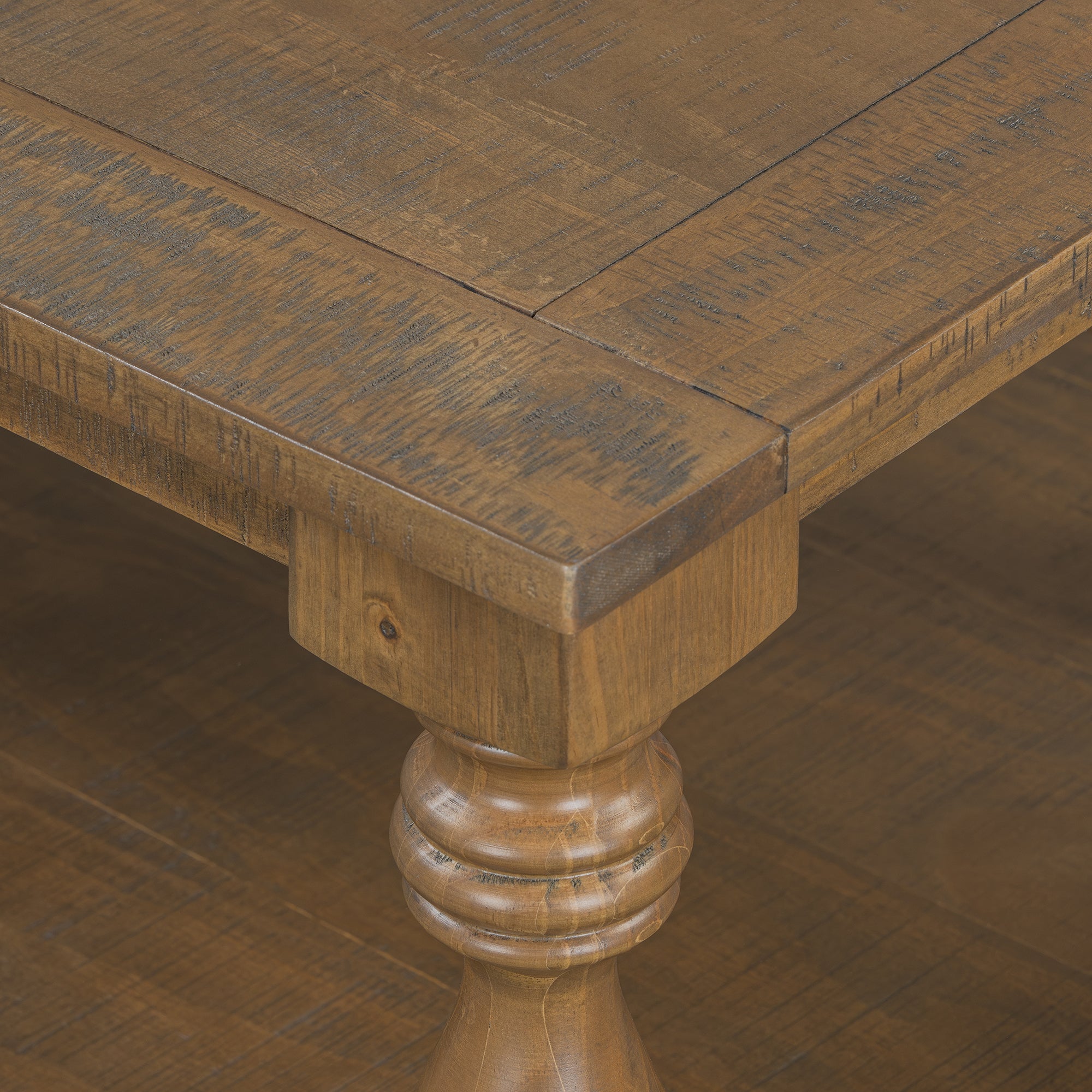 Farmhouse Turned-Leg Coffee Table with Bottom Shelf