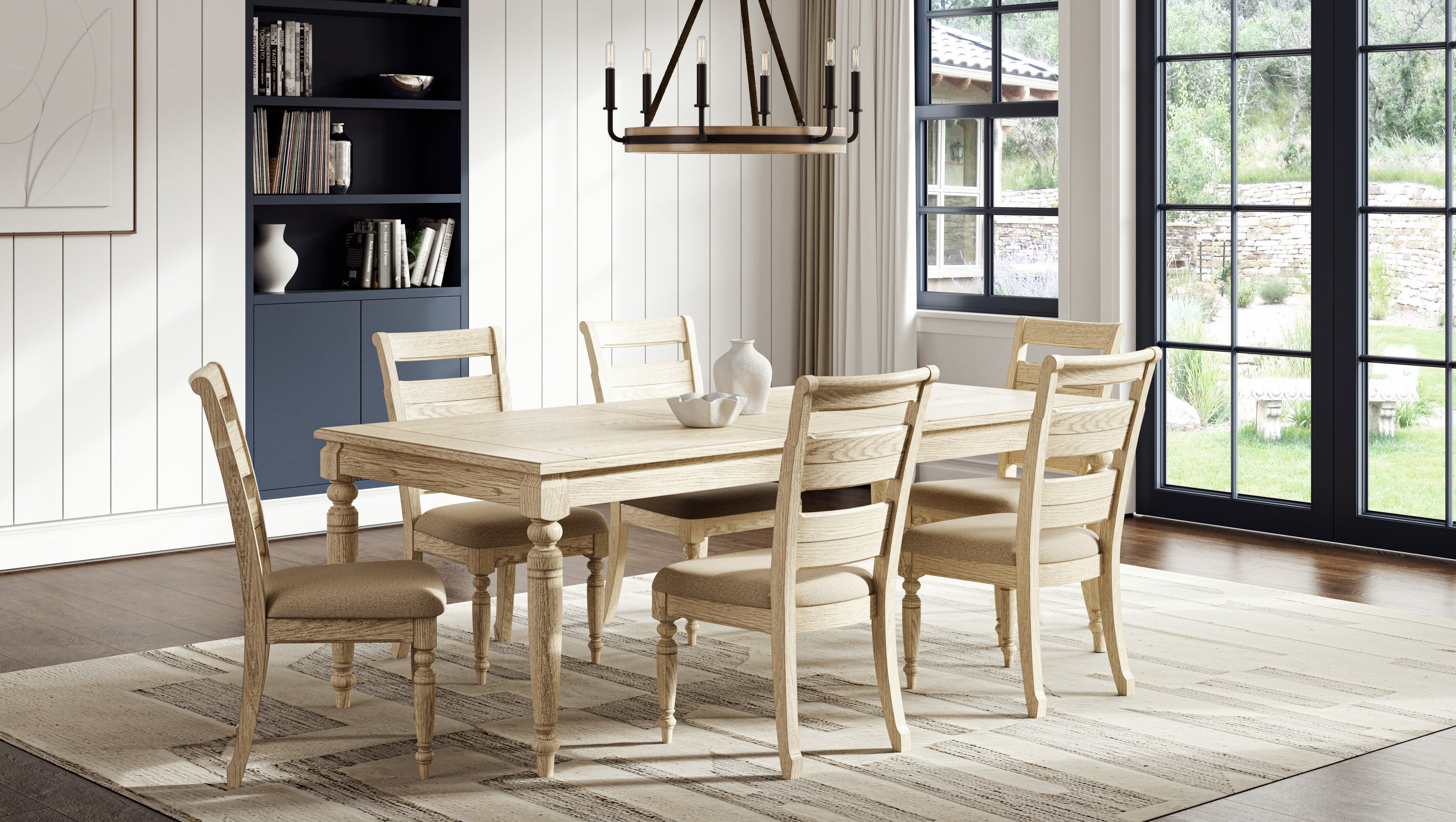 Fordham Turned Leg Wood Extendable Dining Table with Leaf