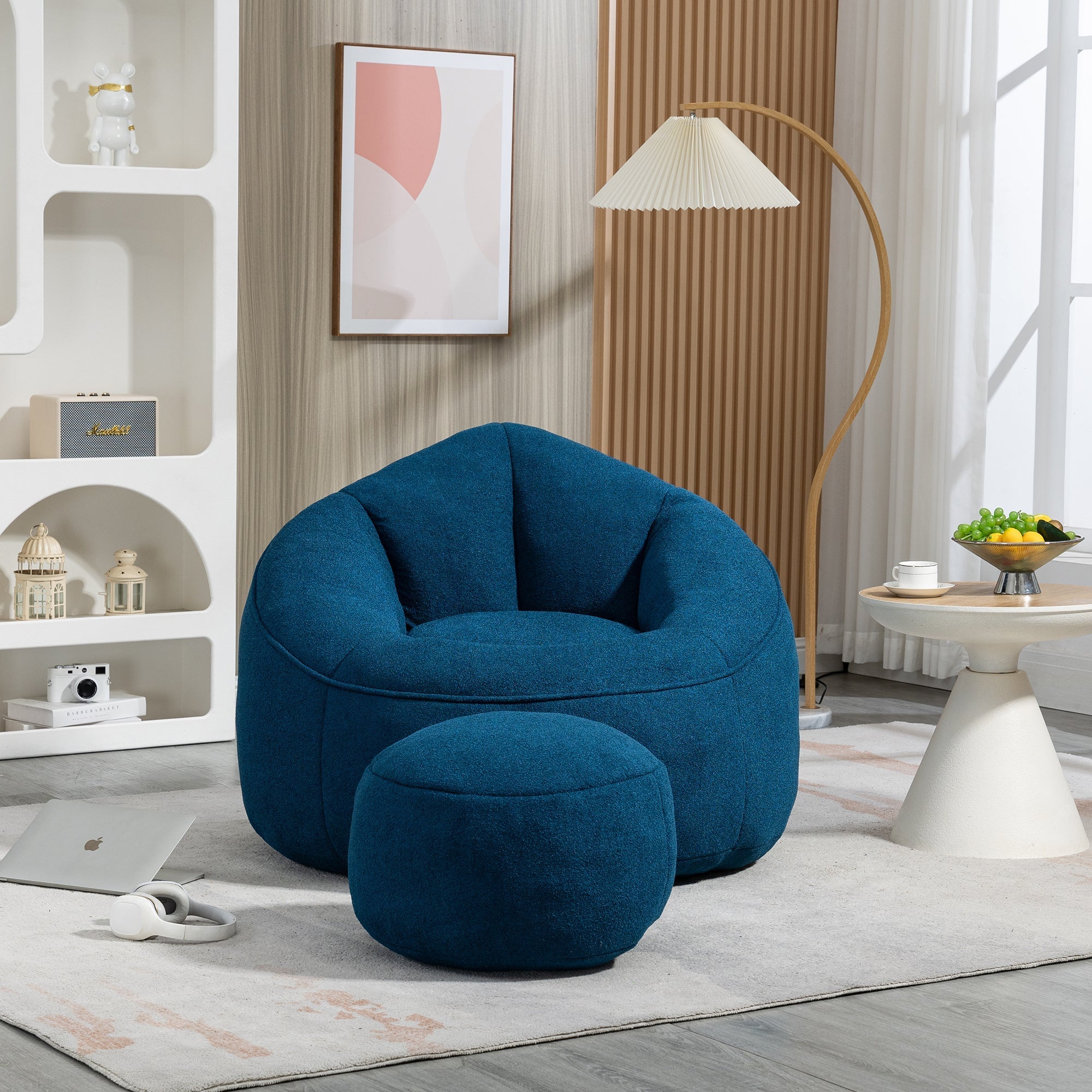 Bean Bag Sofa Chair with High-Pressure Foam and Footrest