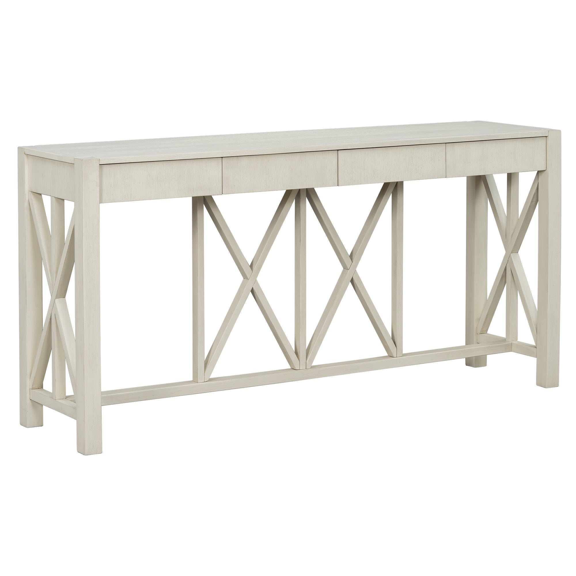 Modern Crisscross Design Entryway Table with Open Bottom Storage