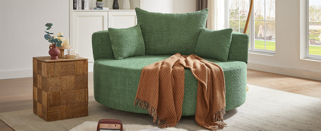 Crossley Oversized Swivel Barrel Accent Chair