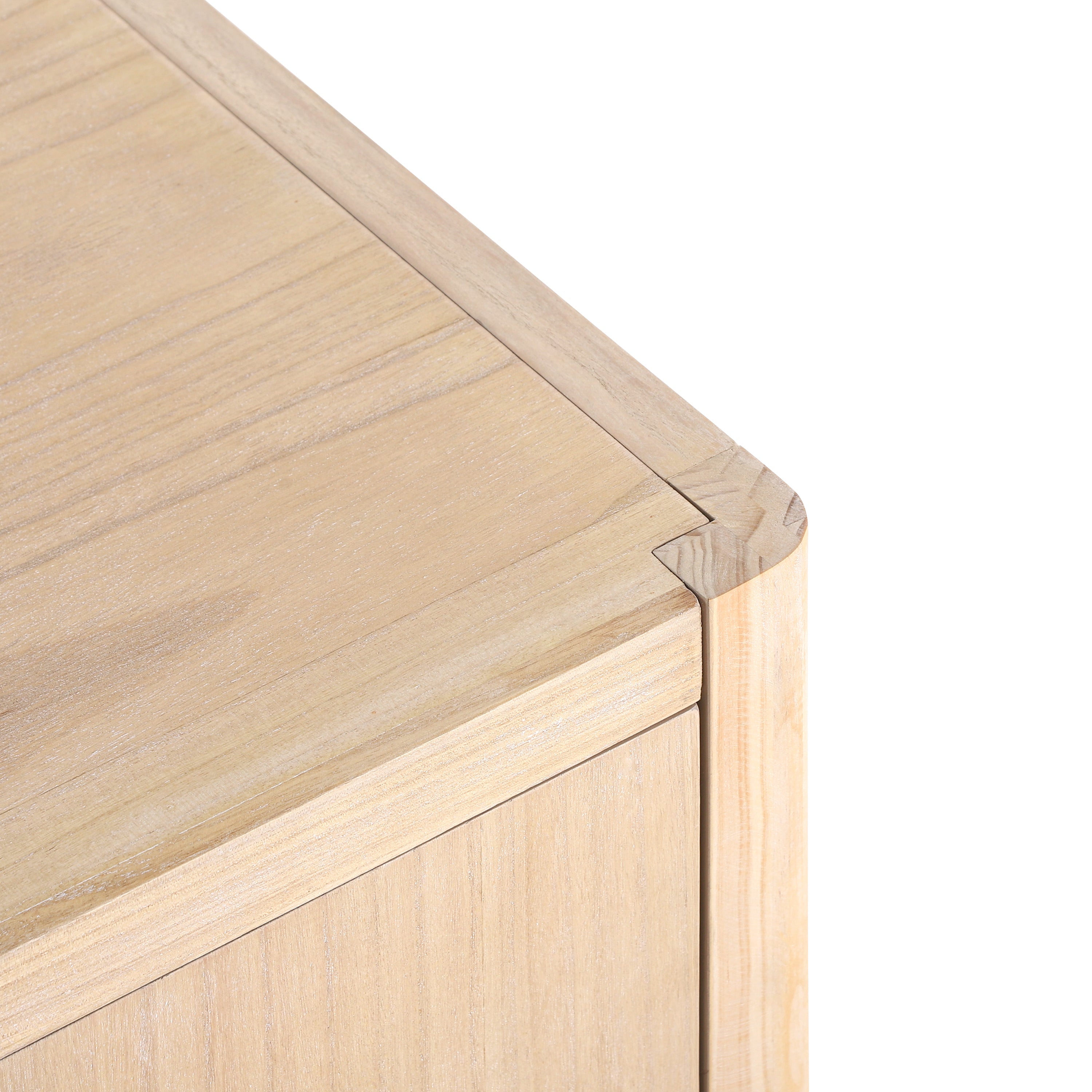 Farmhouse Style 4-Door Cabinet with Natural Distressed Finish
