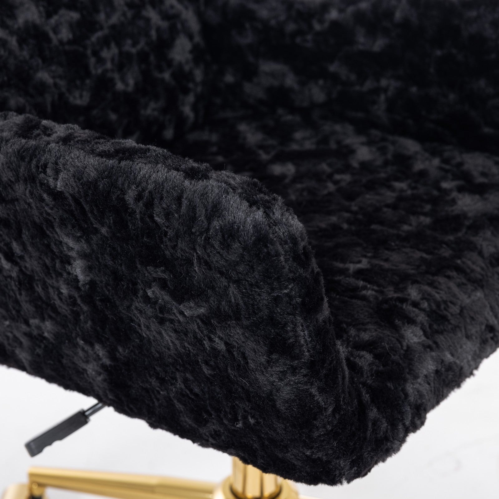Faux Rabbit Hair Office Chair with Golden Metal Base, Adjustable Swivel