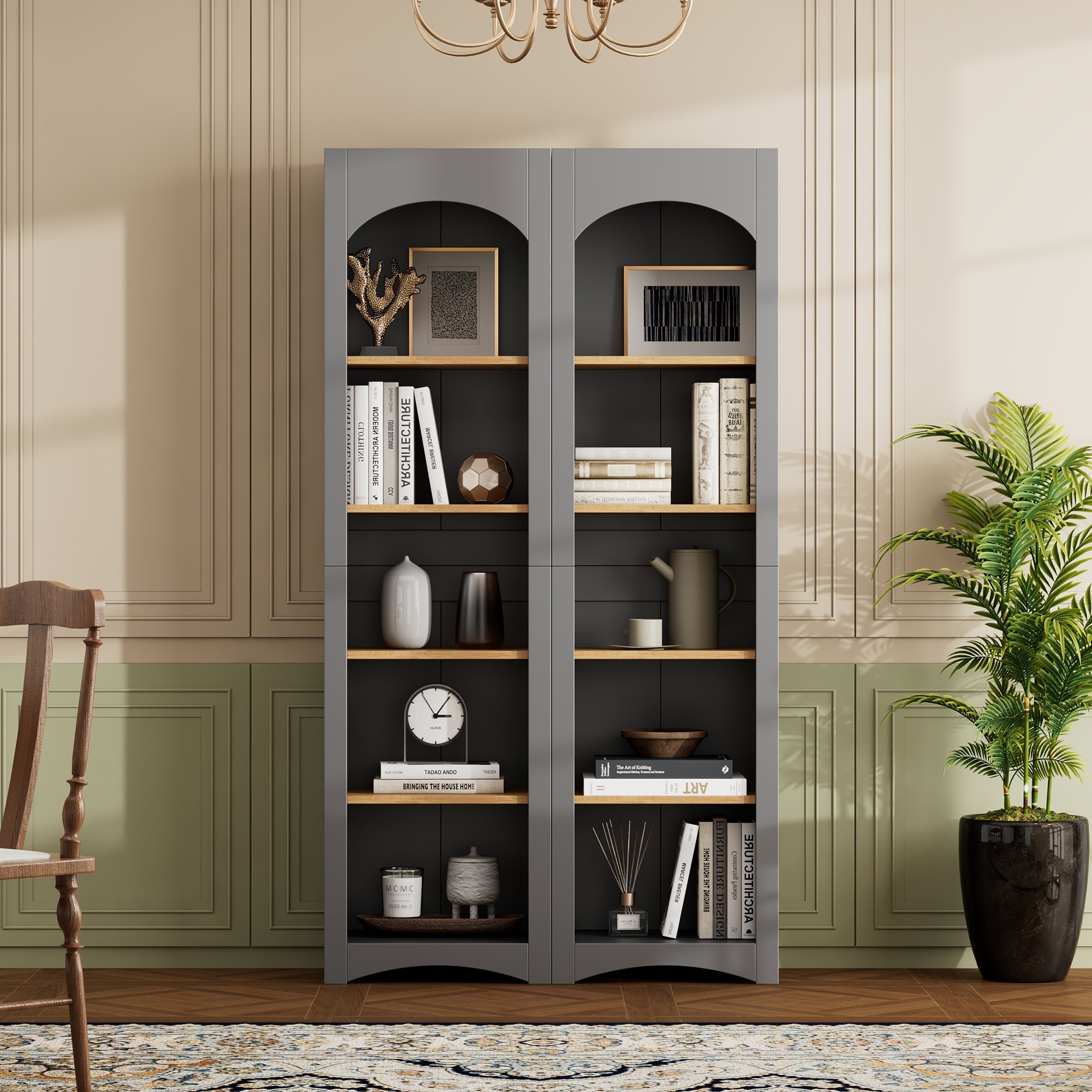 Farmhouse Two-Tone Storage Cabinet with Adjustable Shelves
