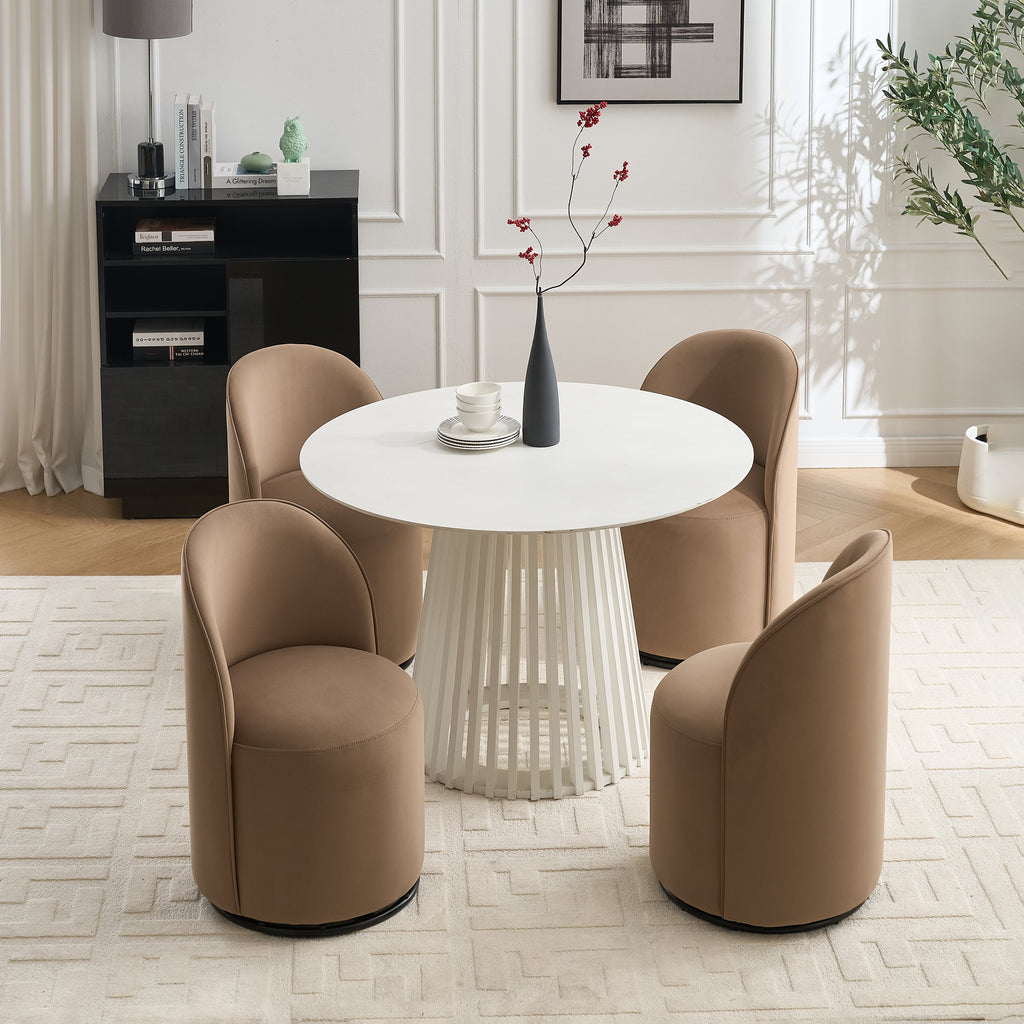 Ashcombe Mid Century Modern Round Velvet Dining Chair