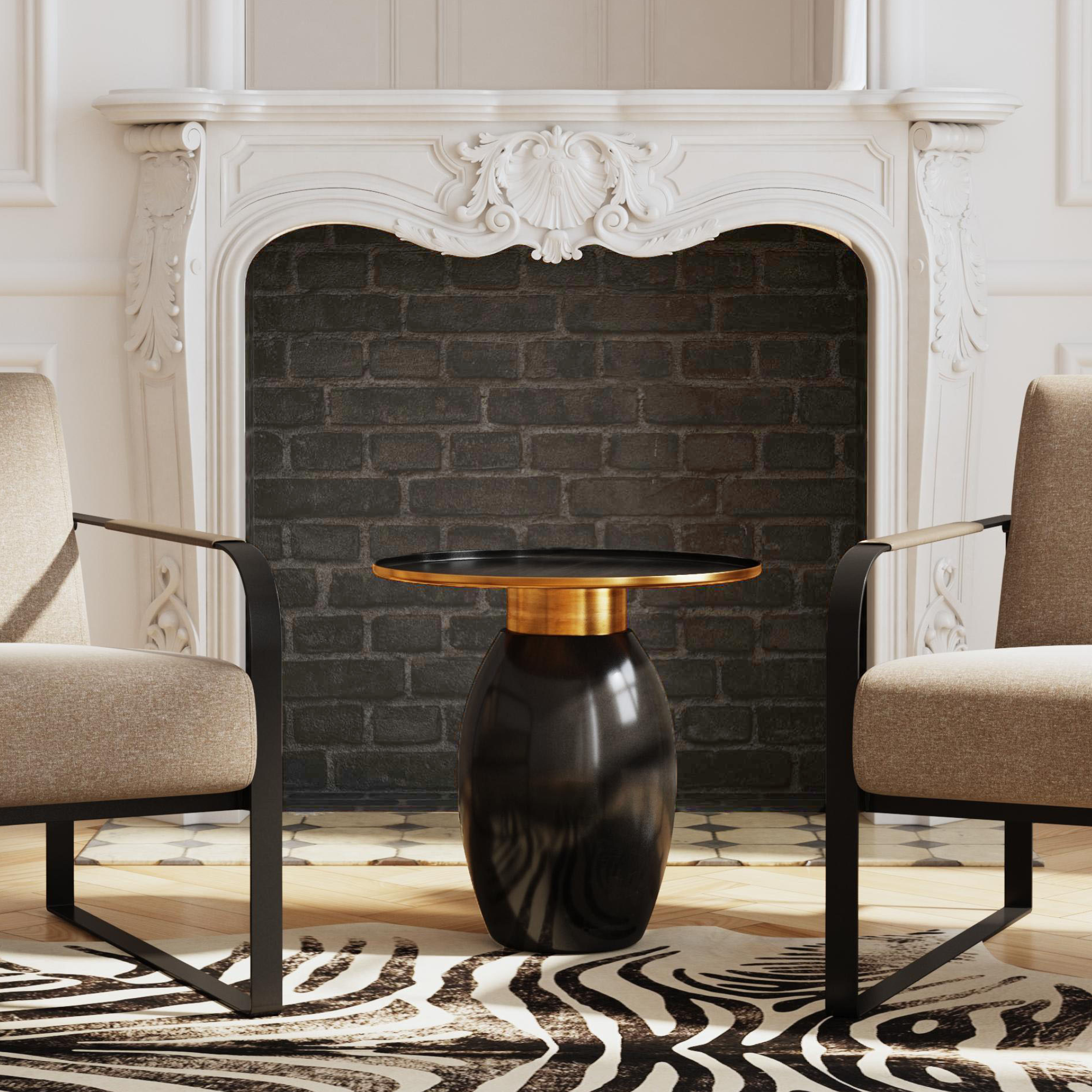 Samara Black Enamel Side Table