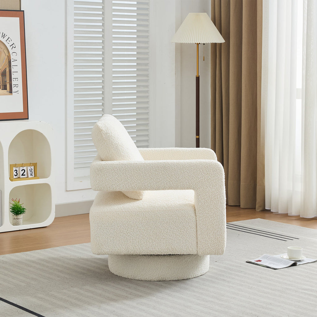 Stonewell Square Swivel Accent Chair with Open Back