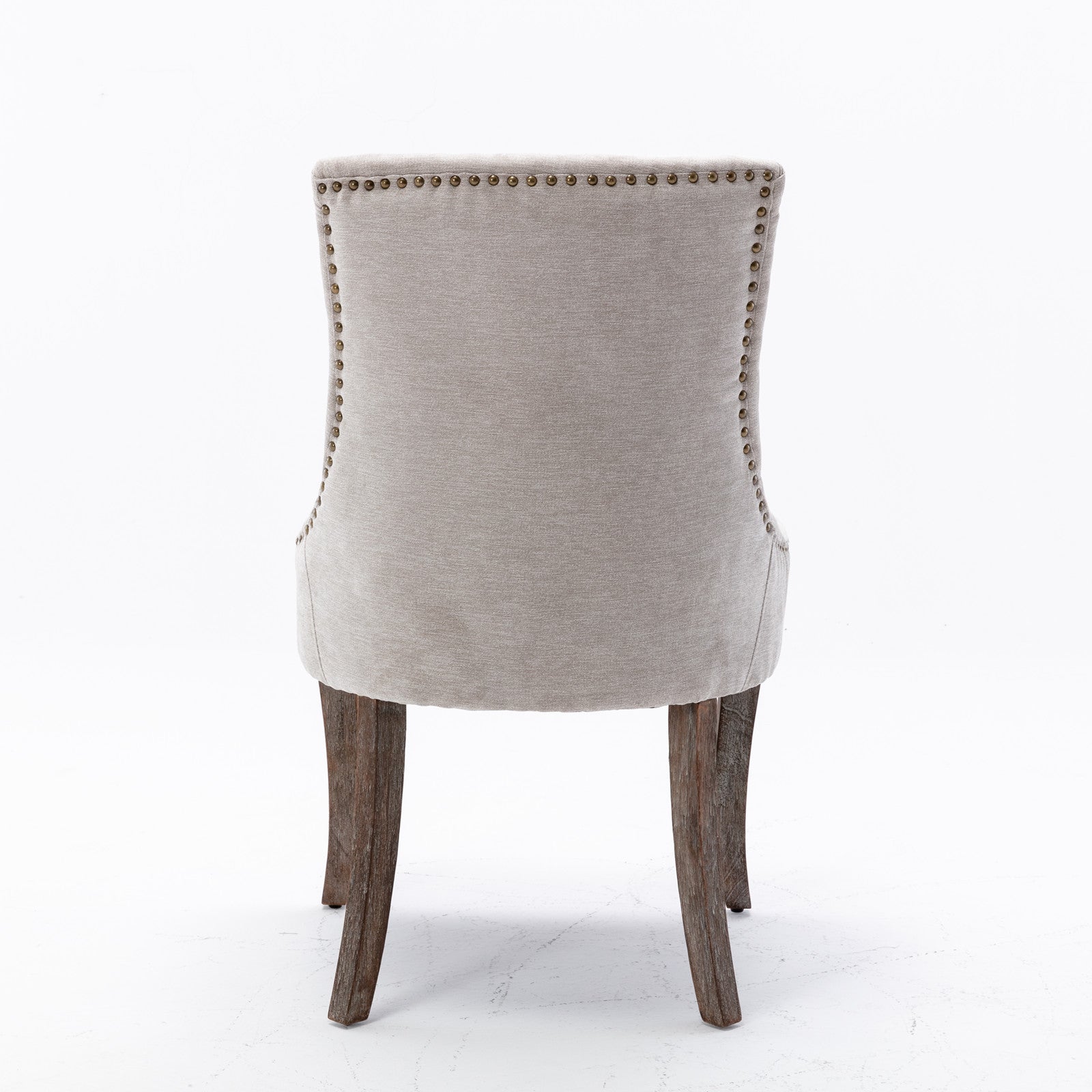 Square Back Upholstered Dining Chair with Bronze Nailhead Trim, Set of 2