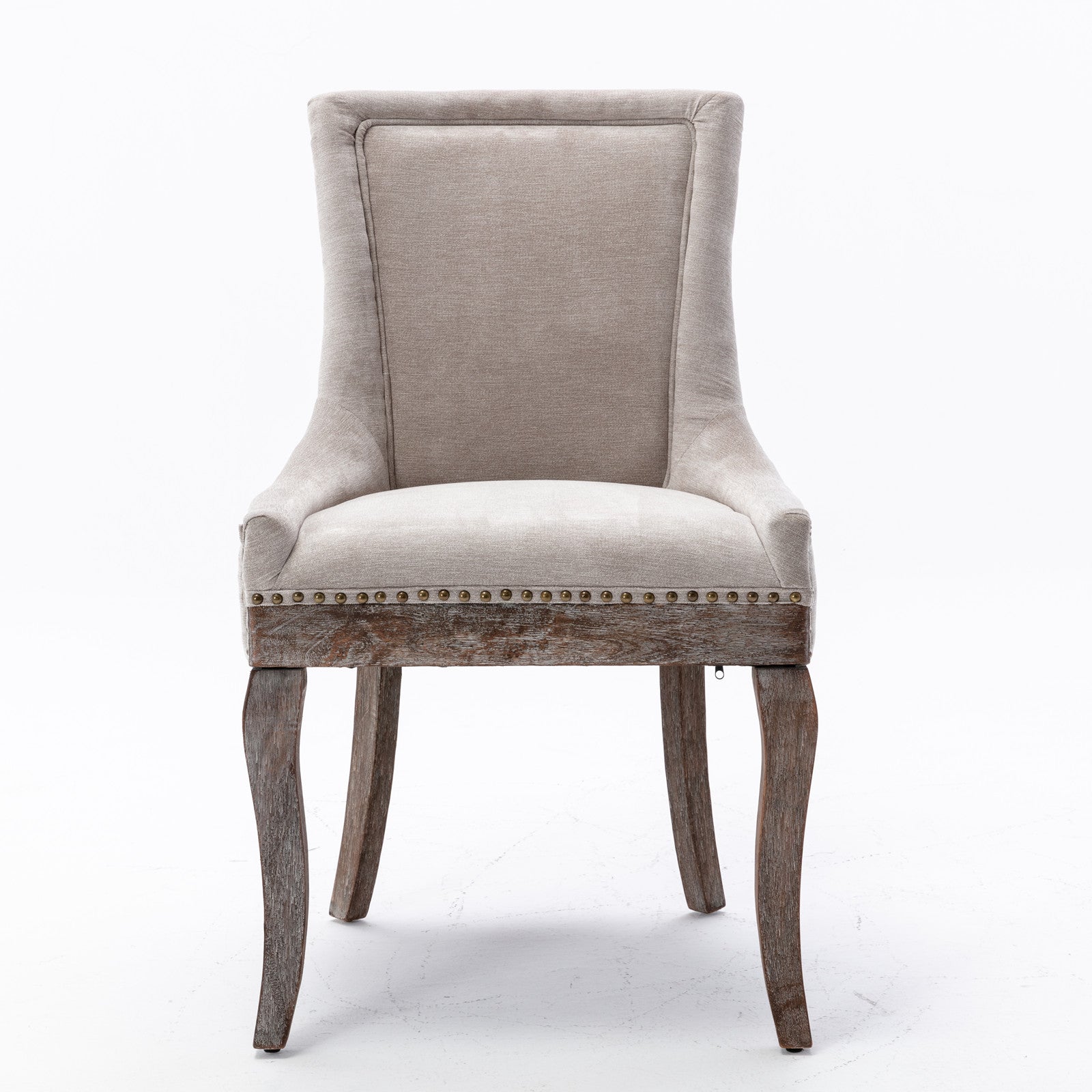 Square Back Upholstered Dining Chair with Bronze Nailhead Trim, Set of 2