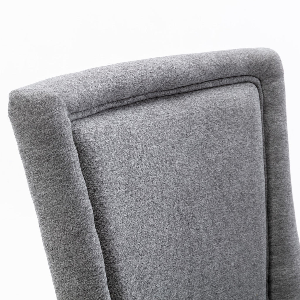 Square Back Upholstered Dining Chair with Bronze Nailhead Trim, Set of 2