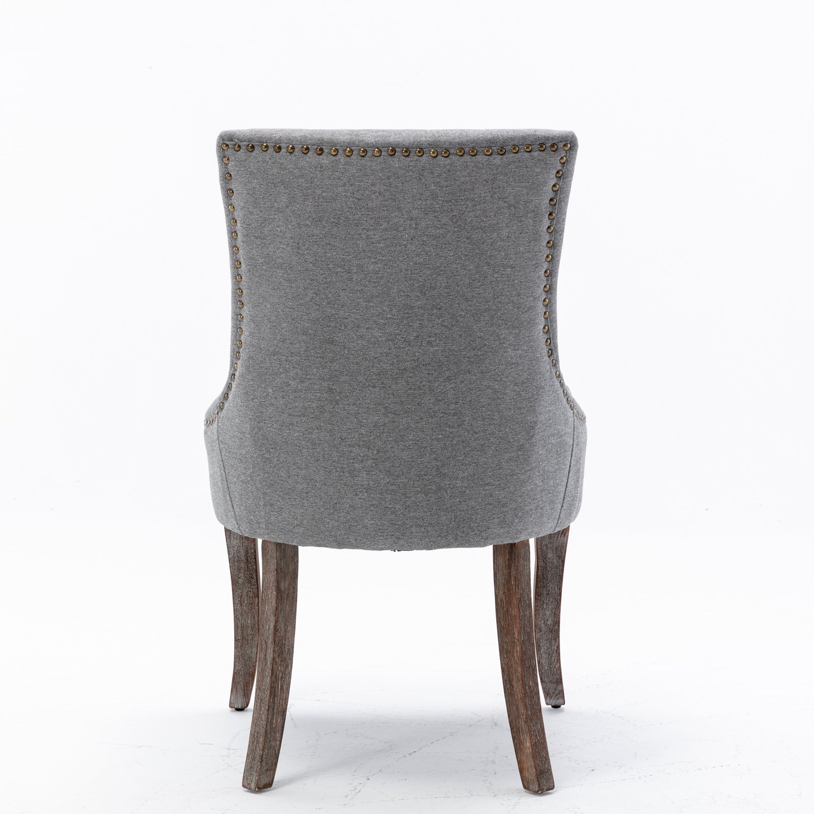 Square Back Upholstered Dining Chair with Bronze Nailhead Trim, Set of 2