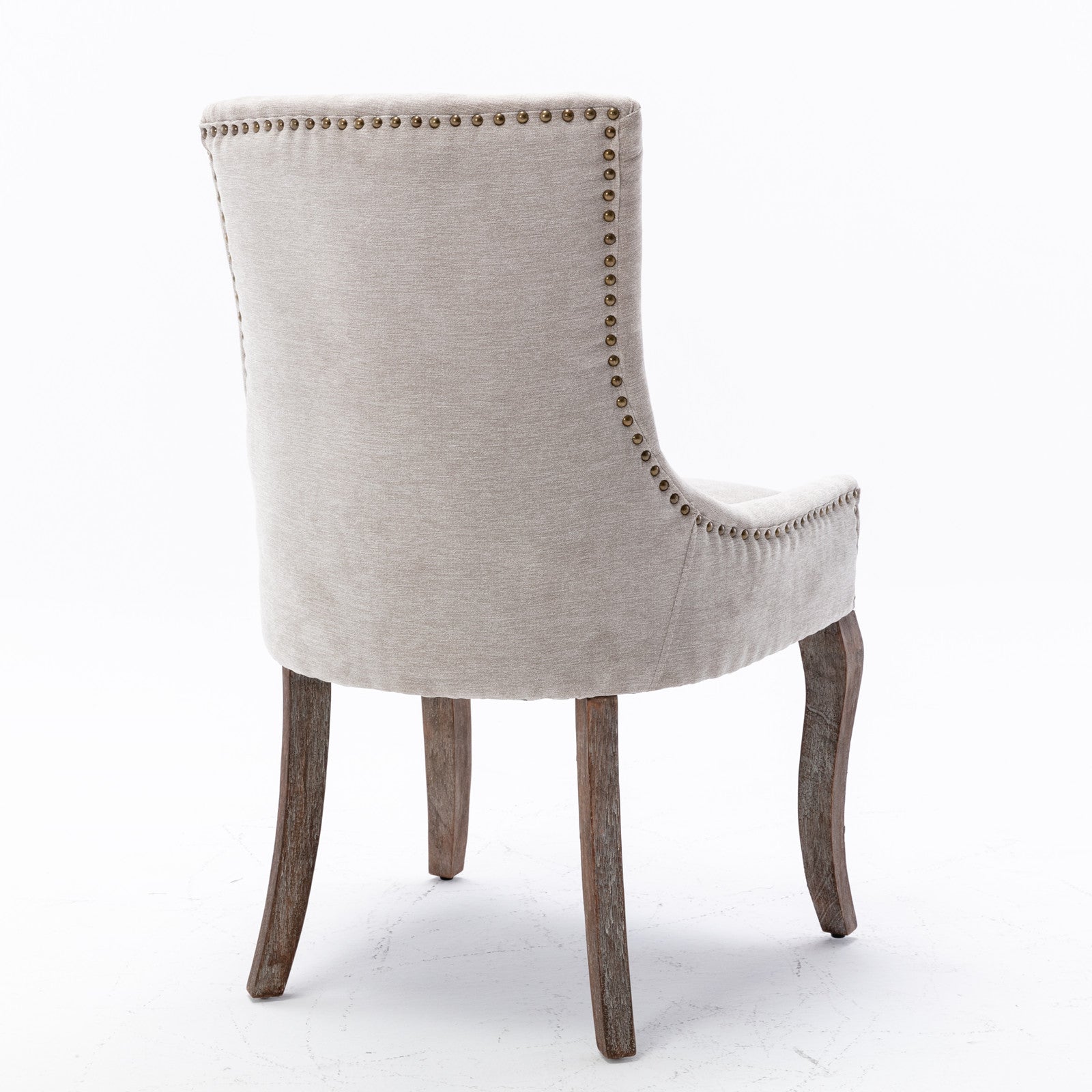 Square Back Upholstered Dining Chair with Bronze Nailhead Trim, Set of 2