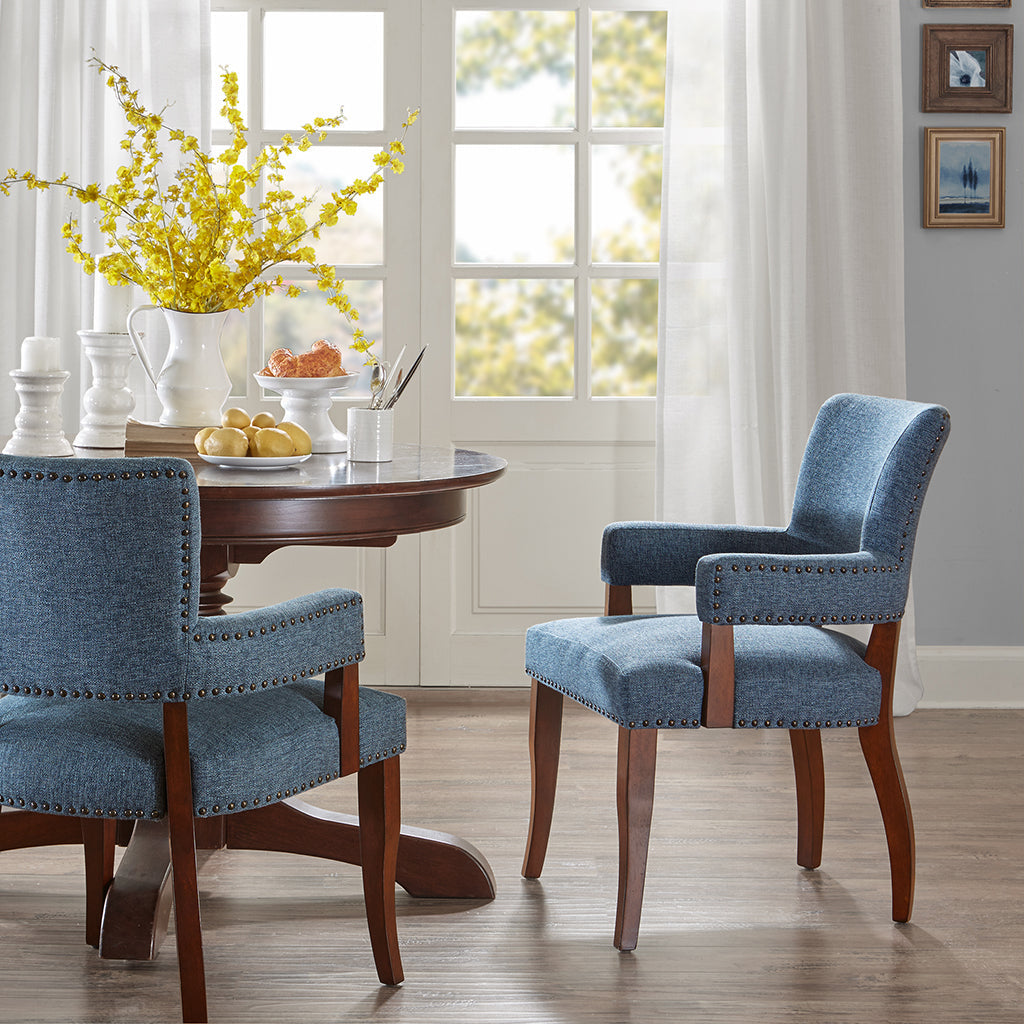 Dawson Arm Upholstered Nailhead Trim Dining Chair