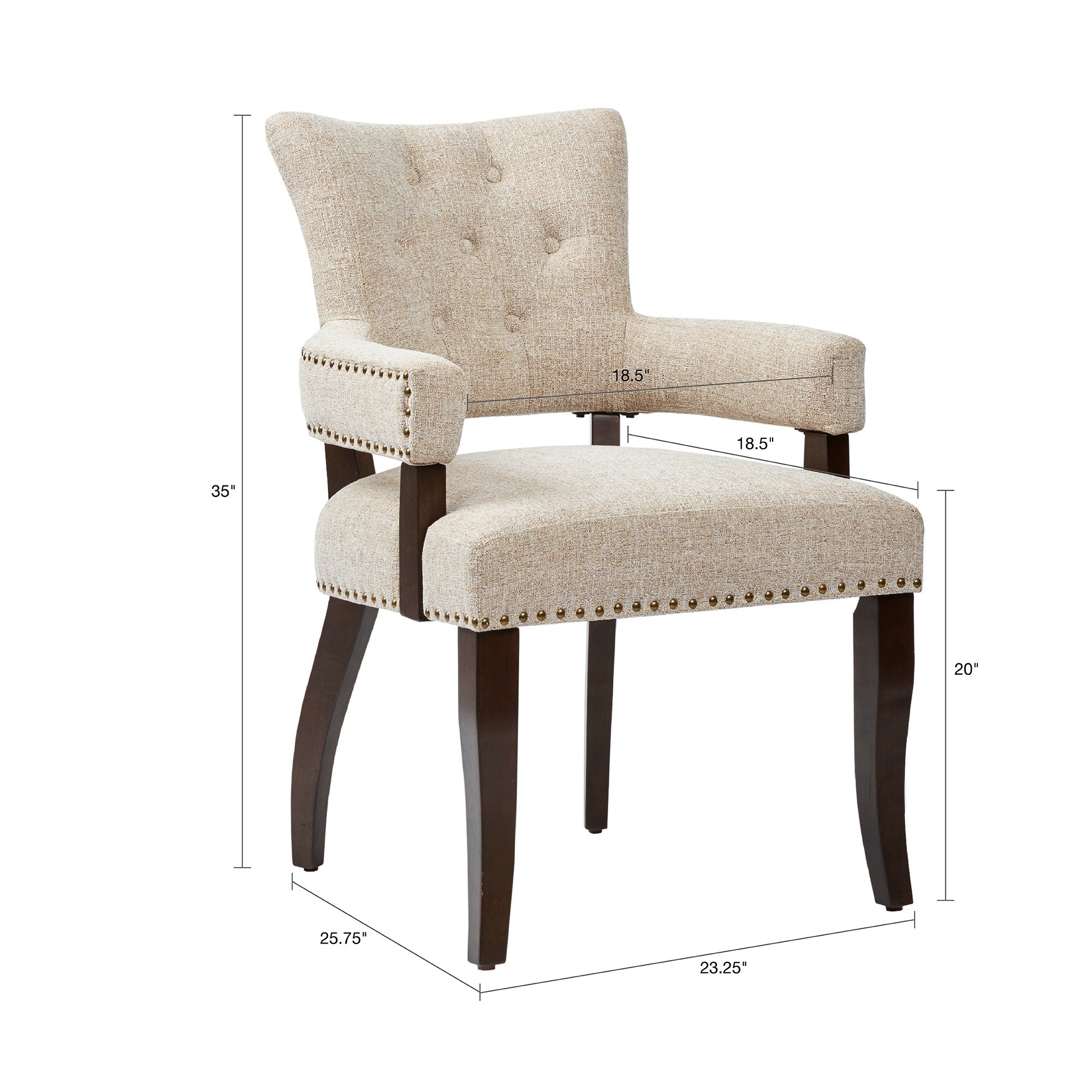Dawson Arm Upholstered Nailhead Trim Dining Chair