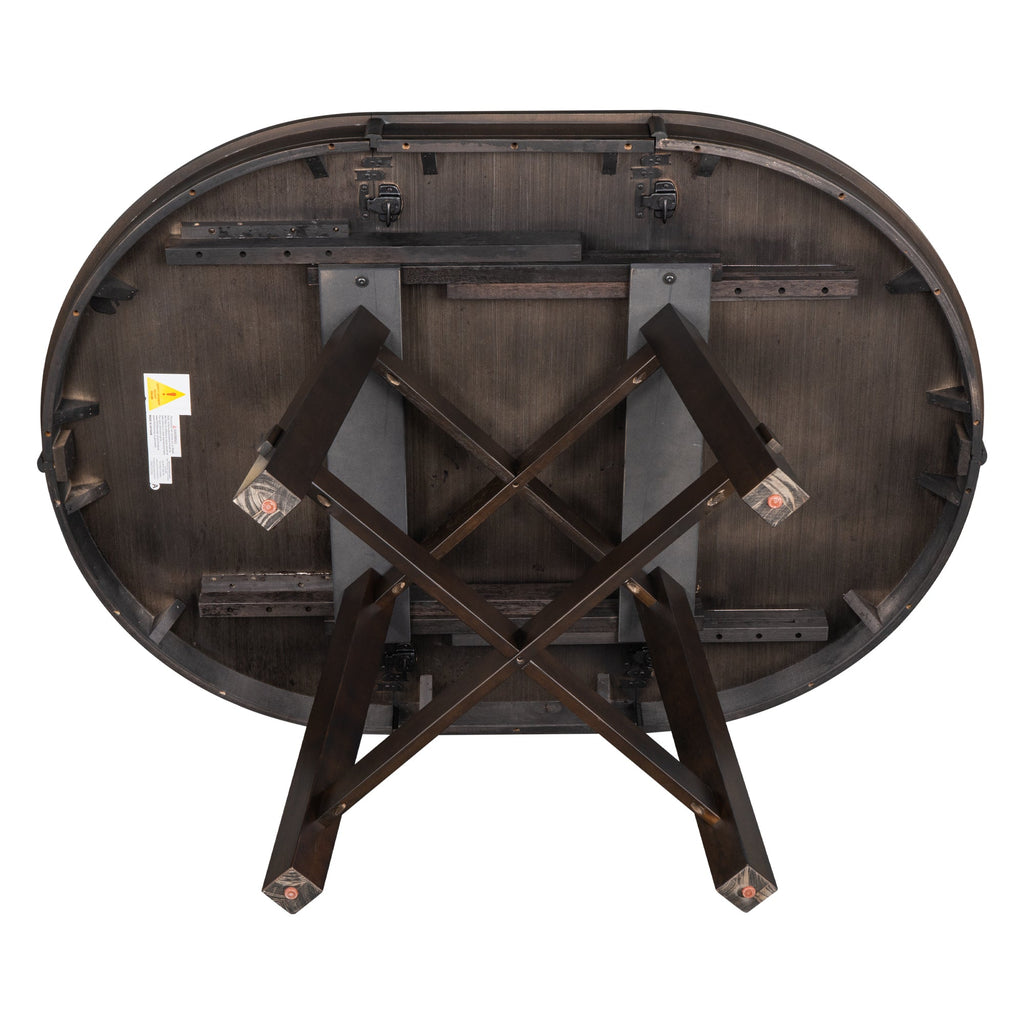 Farmhouse Round Extendable Dining Table with 16 Leaf