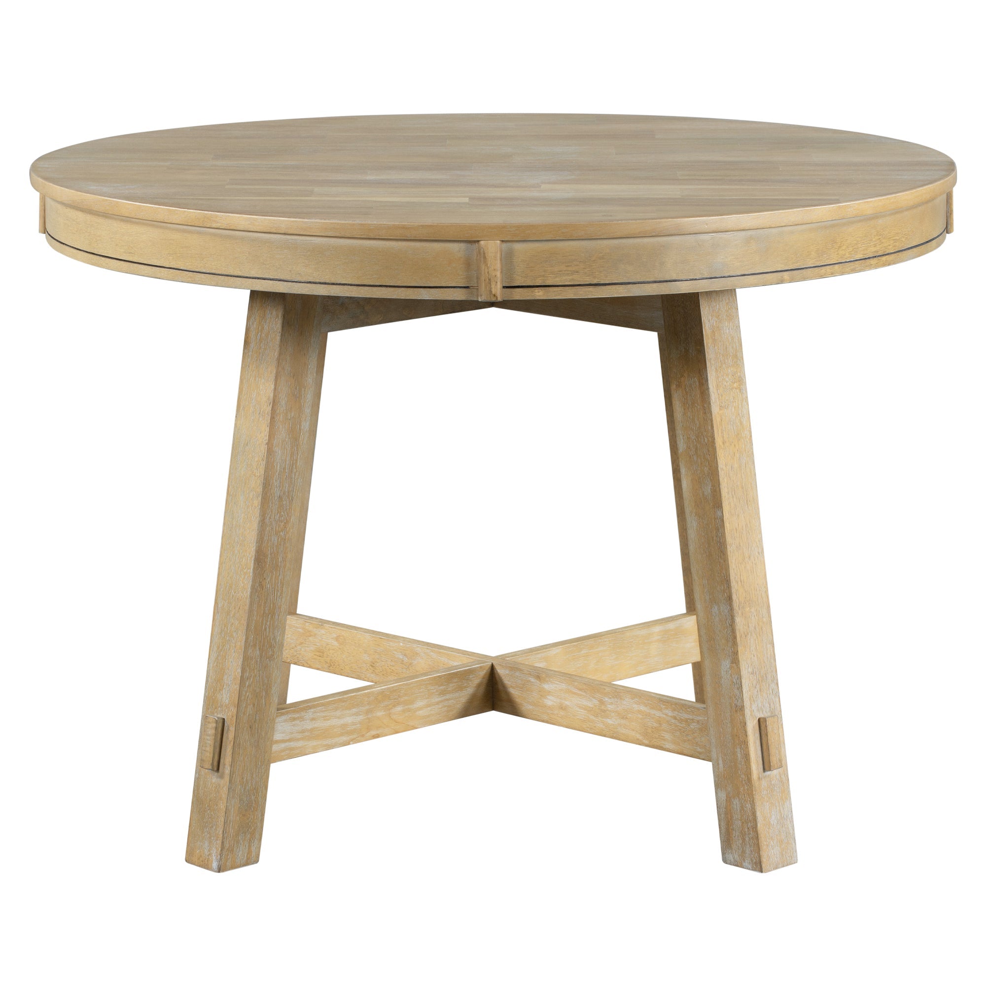 Farmhouse Round Extendable Dining Table with 16 Leaf