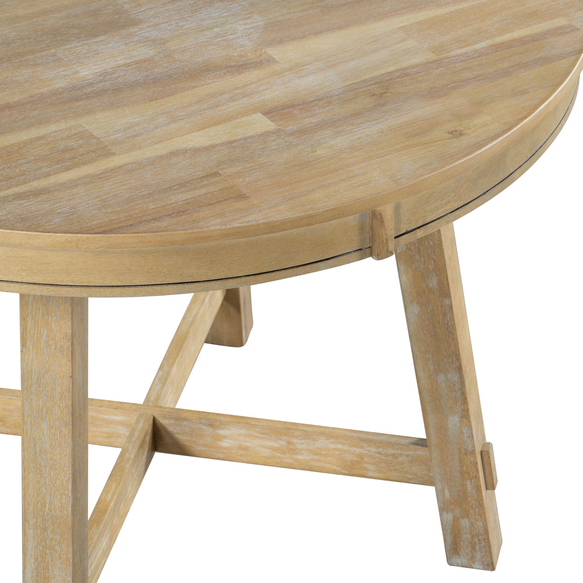 Farmhouse Round Extendable Dining Table with 16 Leaf