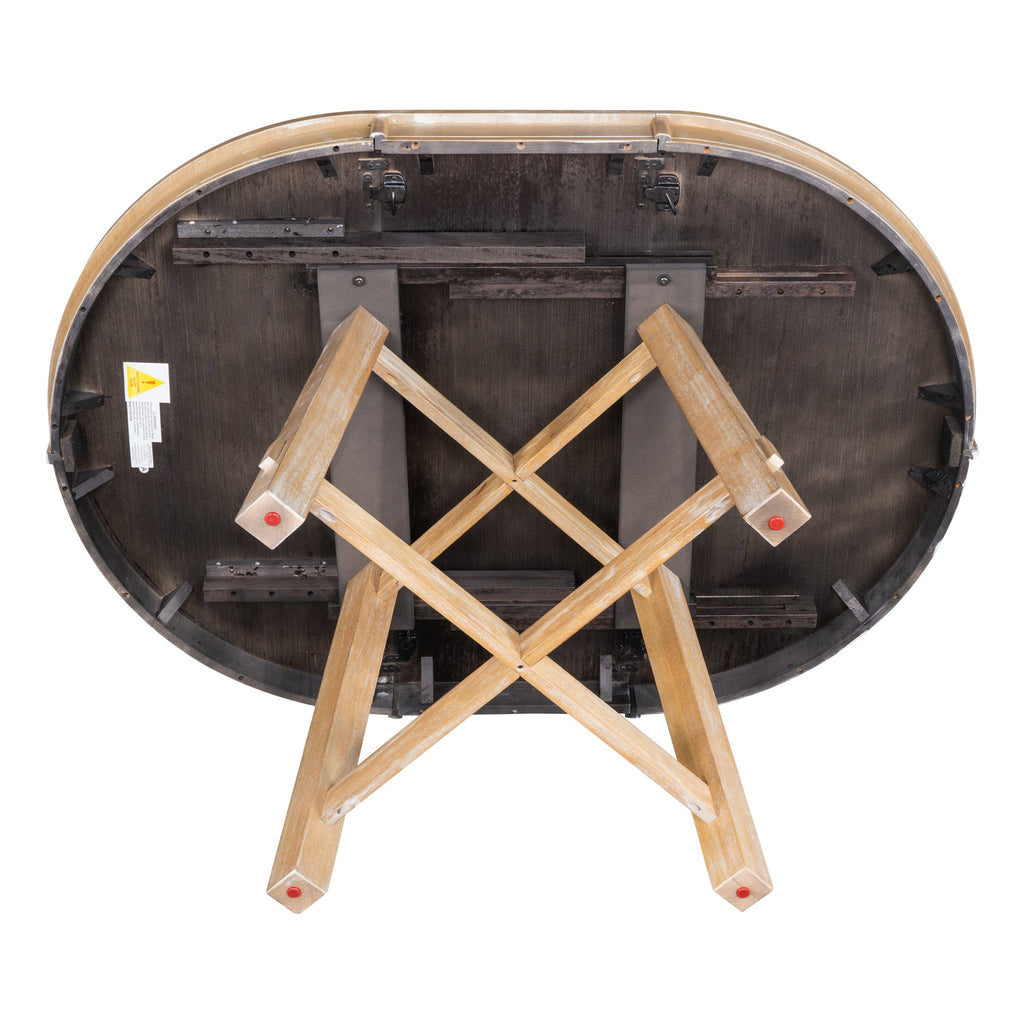 Farmhouse Round Extendable Dining Table with 16 Leaf