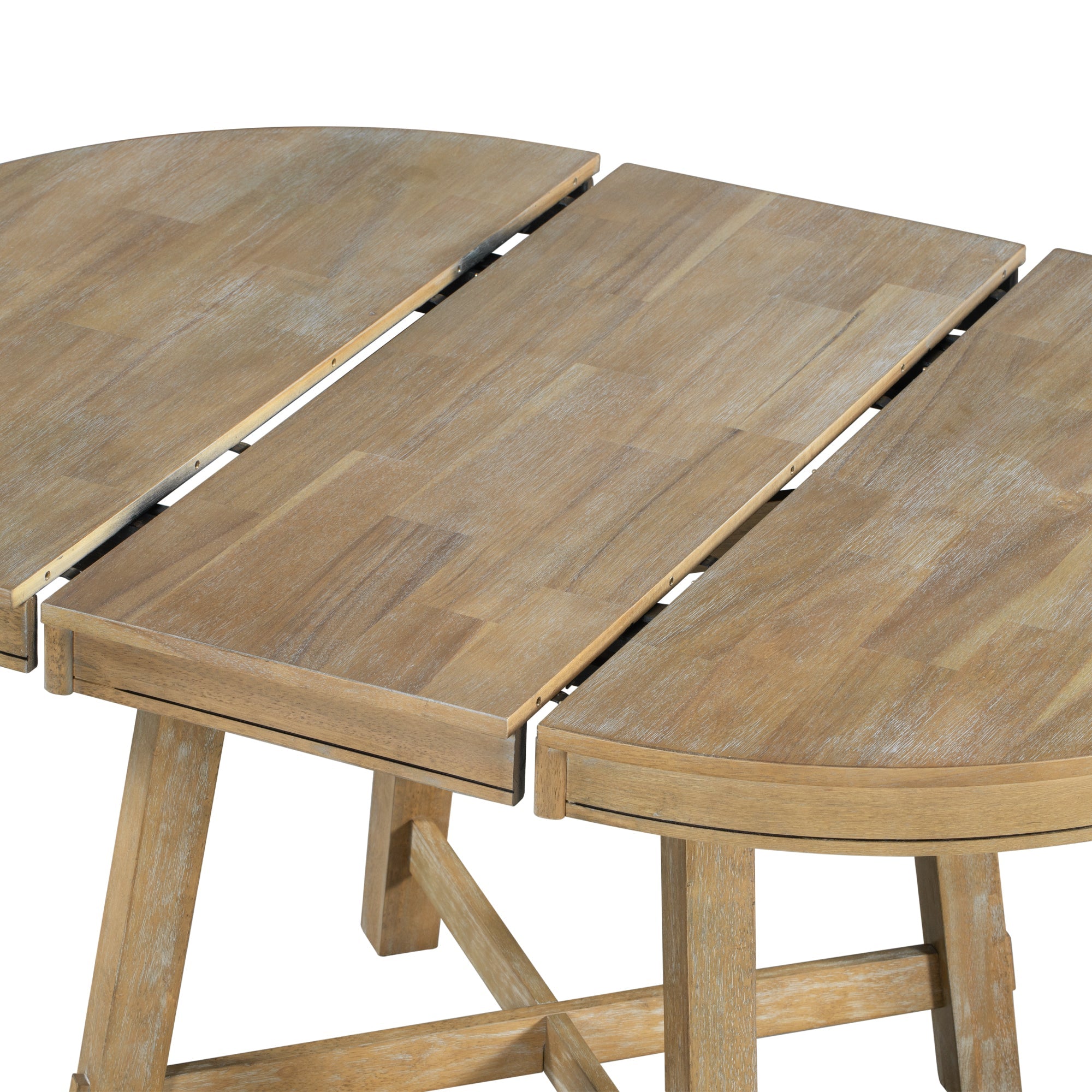 Farmhouse Round Extendable Dining Table with 16 Leaf