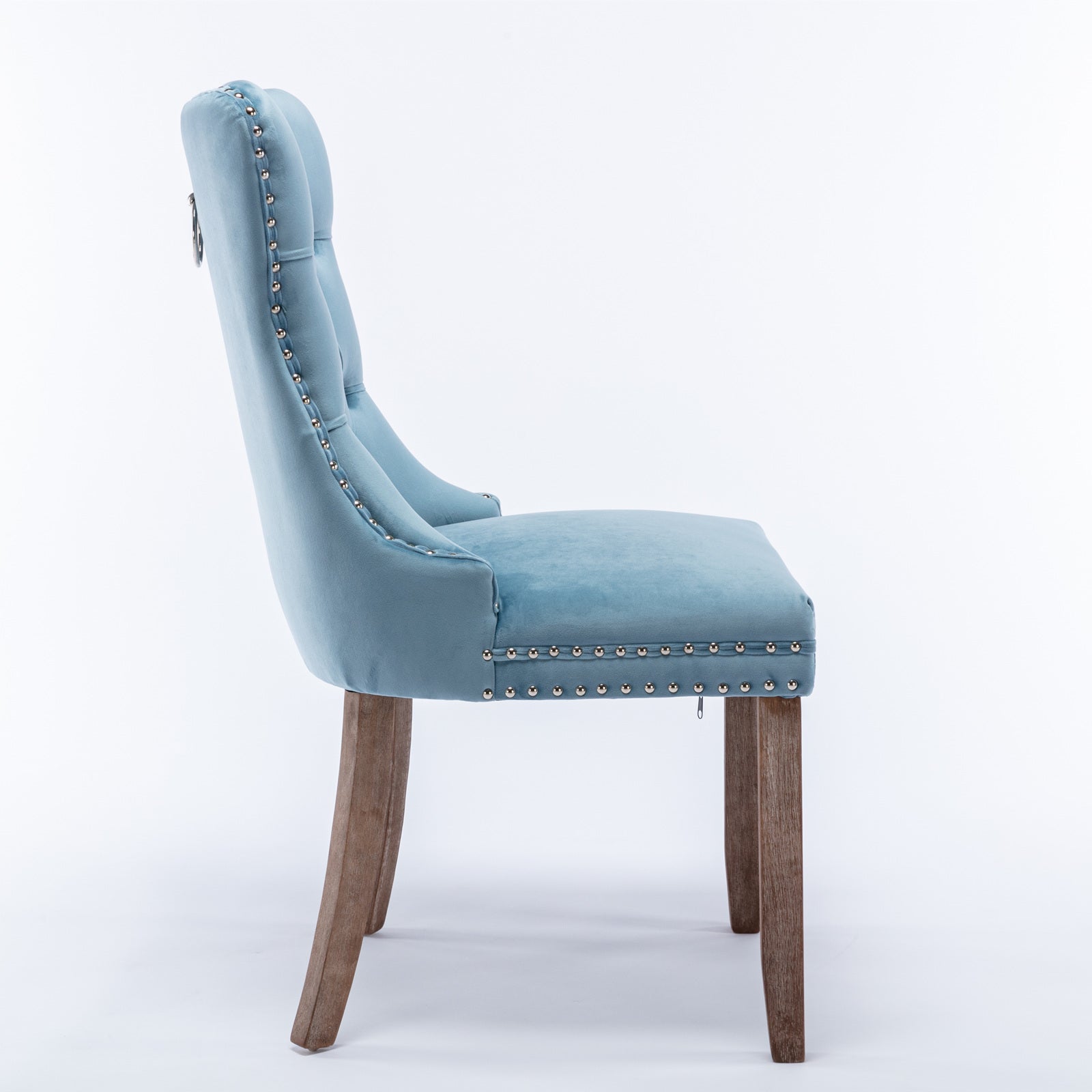 Rosewick Modern Tufted Velvet Nailhead Trim Solid Wood Upholstered Dining Chair with Wood Legs, Set of 2