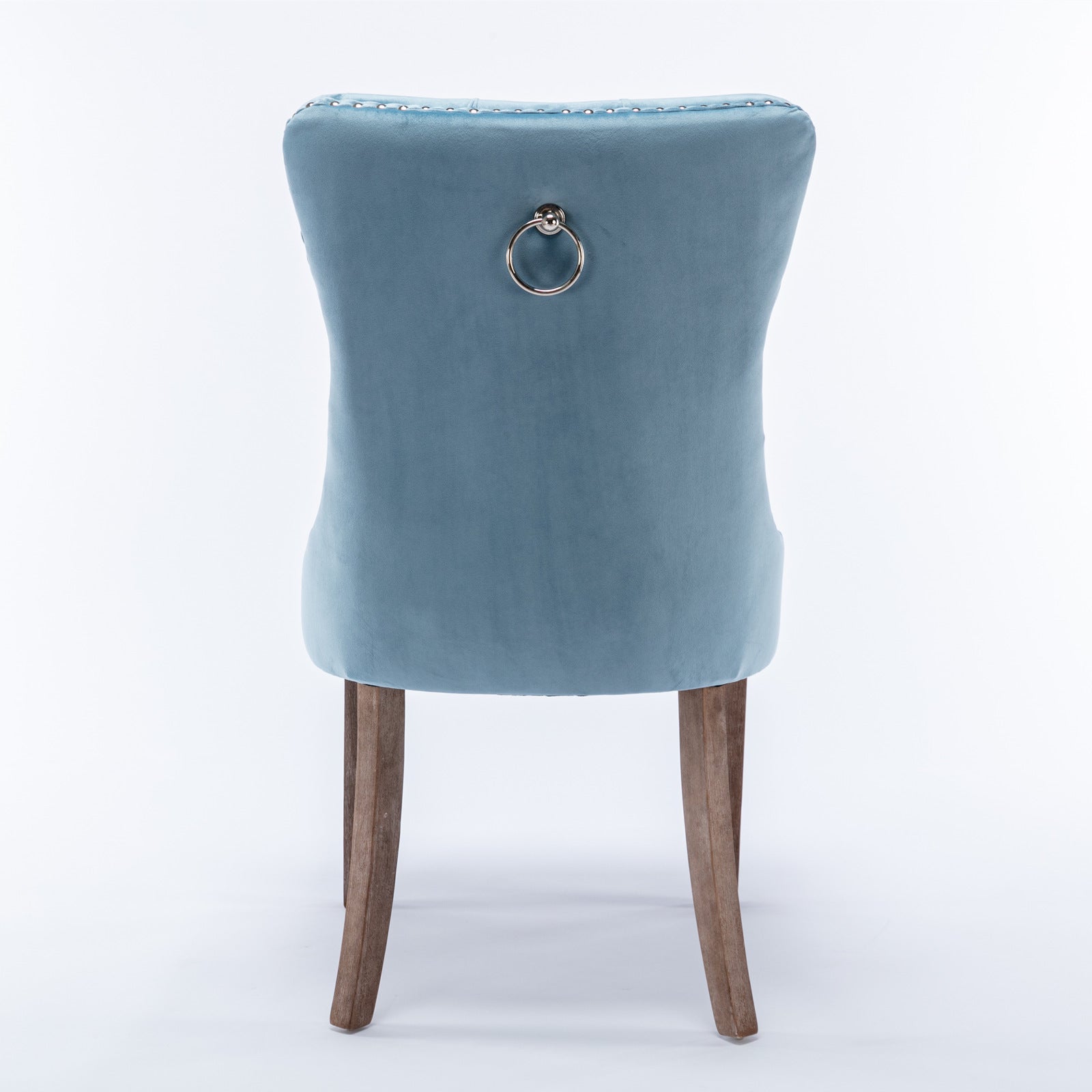 Rosewick Modern Tufted Velvet Nailhead Trim Solid Wood Upholstered Dining Chair with Wood Legs, Set of 2