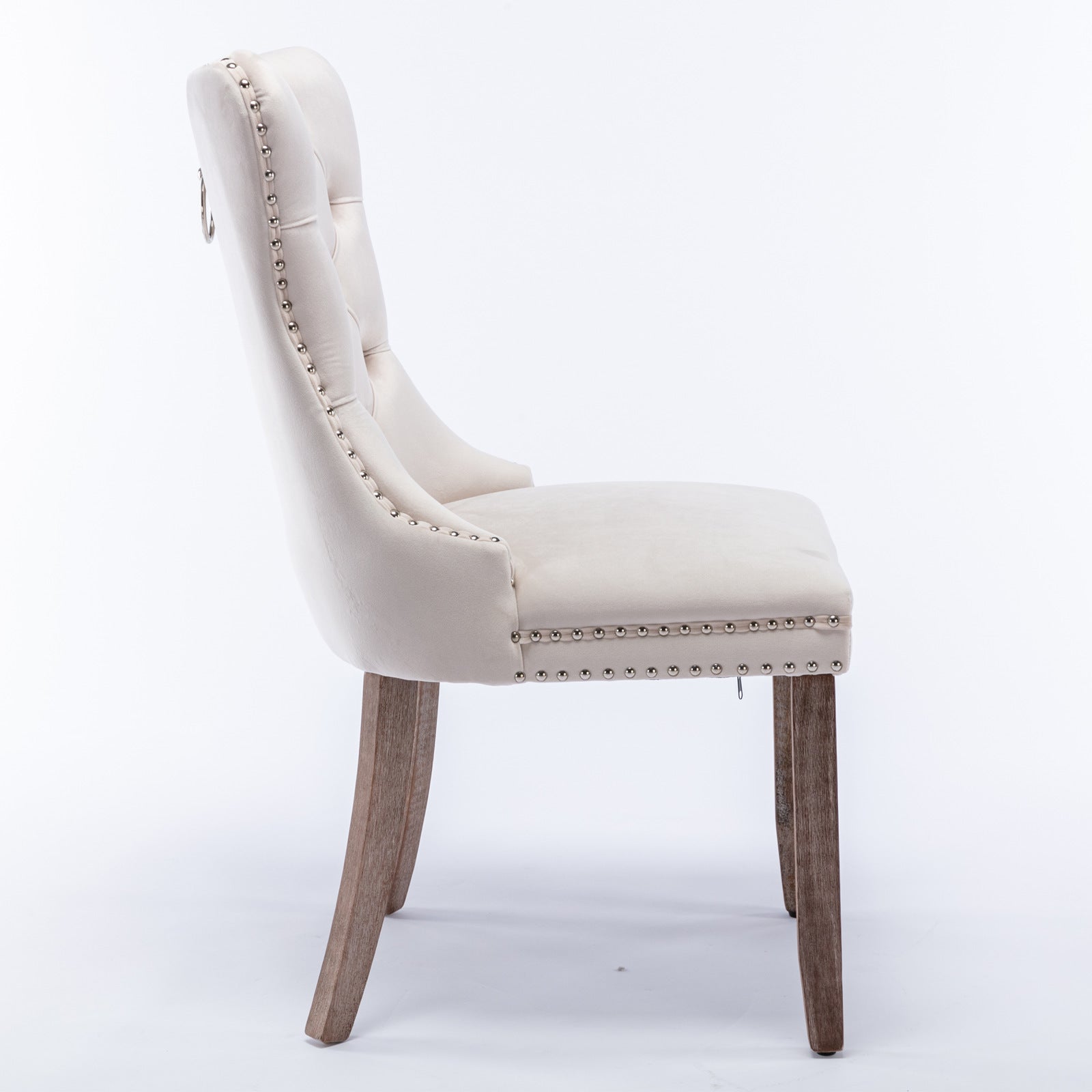 Rosewick Modern Tufted Velvet Nailhead Trim Solid Wood Upholstered Dining Chair with Wood Legs, Set of 2