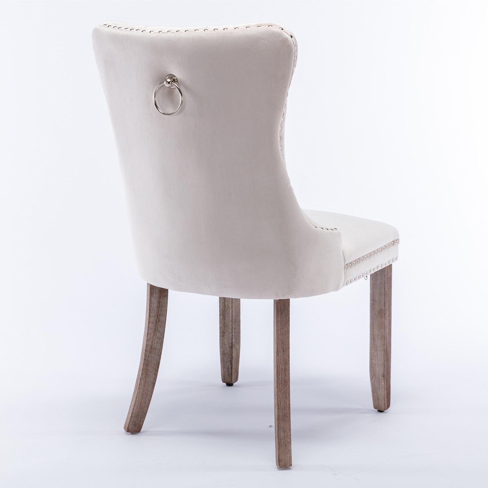 Rosewick Modern Tufted Velvet Nailhead Trim Solid Wood Upholstered Dining Chair with Wood Legs, Set of 2