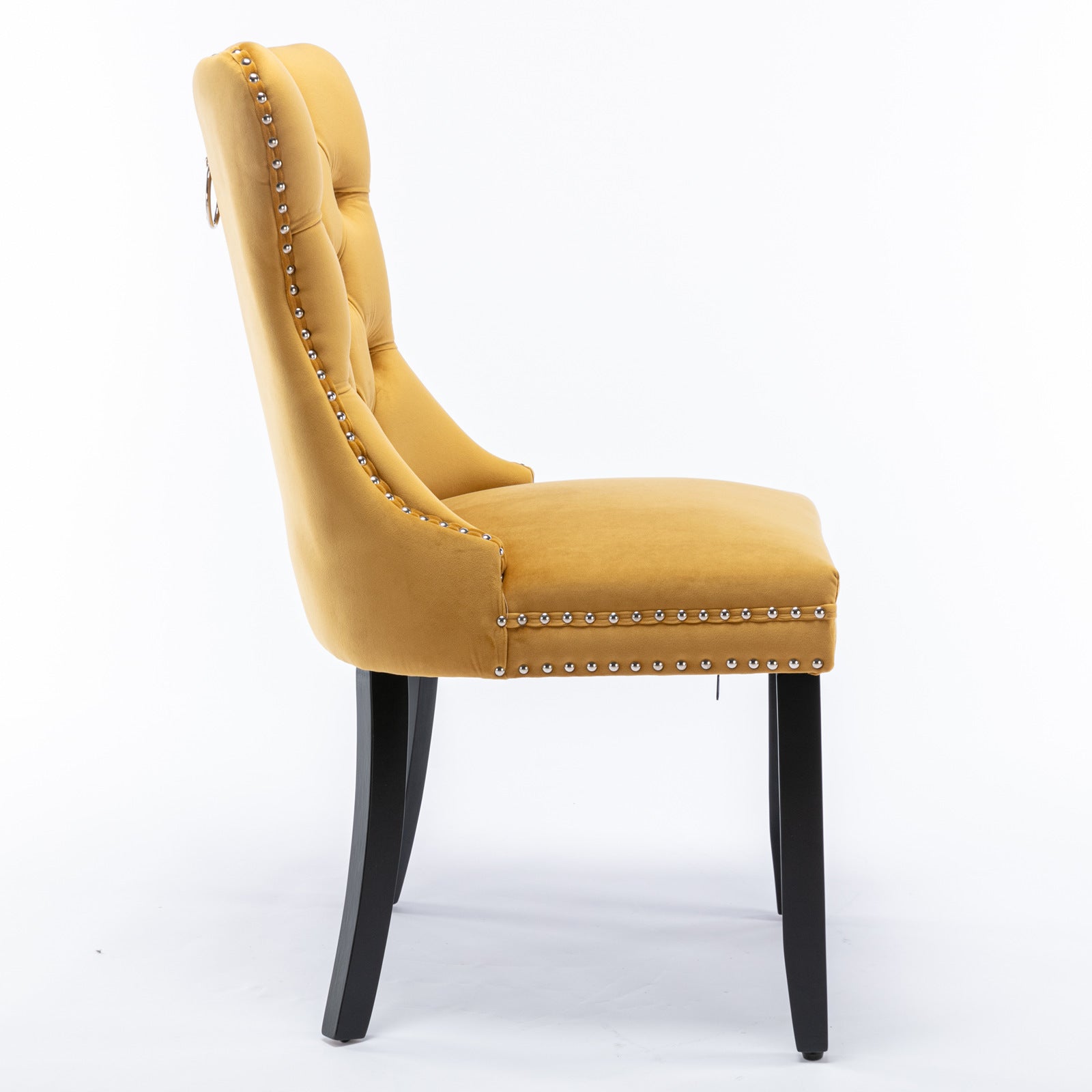 Rosewick Modern Tufted Velvet Nailhead Trim Solid Wood Upholstered Dining Chair with Wood Legs, Set of 2