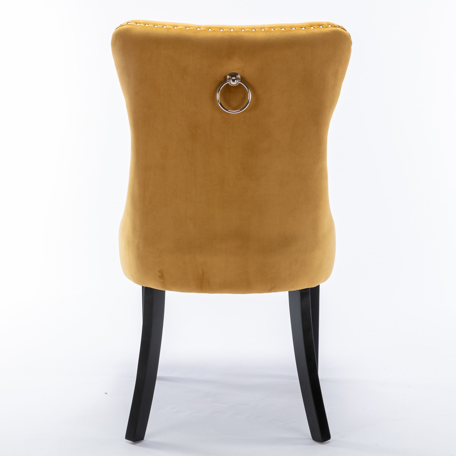 Rosewick Modern Tufted Velvet Nailhead Trim Solid Wood Upholstered Dining Chair with Wood Legs, Set of 2
