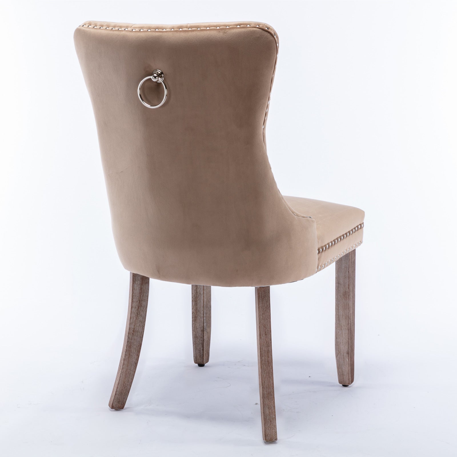 Rosewick Modern Tufted Velvet Nailhead Trim Solid Wood Upholstered Dining Chair with Wood Legs, Set of 2