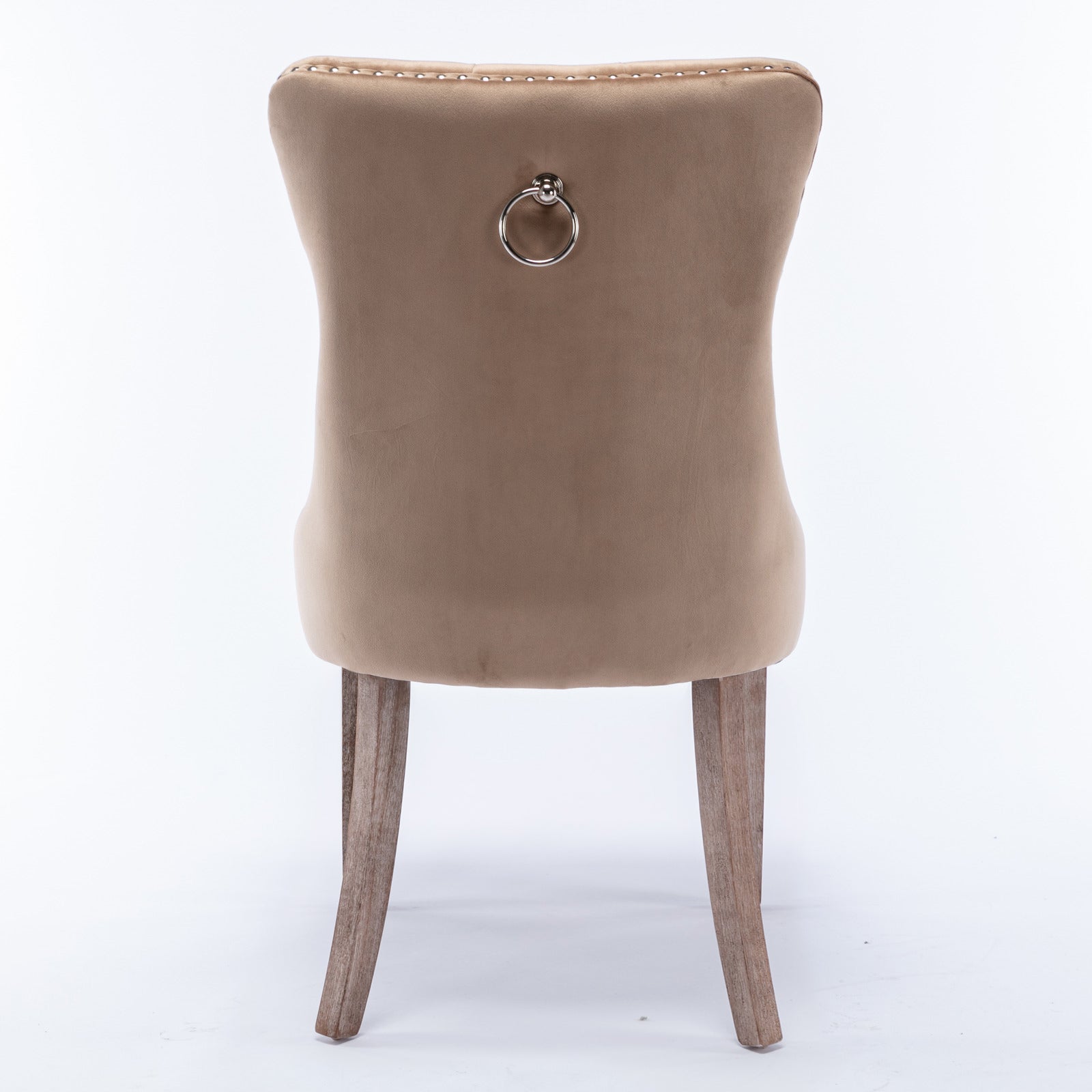 Rosewick Modern Tufted Velvet Nailhead Trim Solid Wood Upholstered Dining Chair with Wood Legs, Set of 2