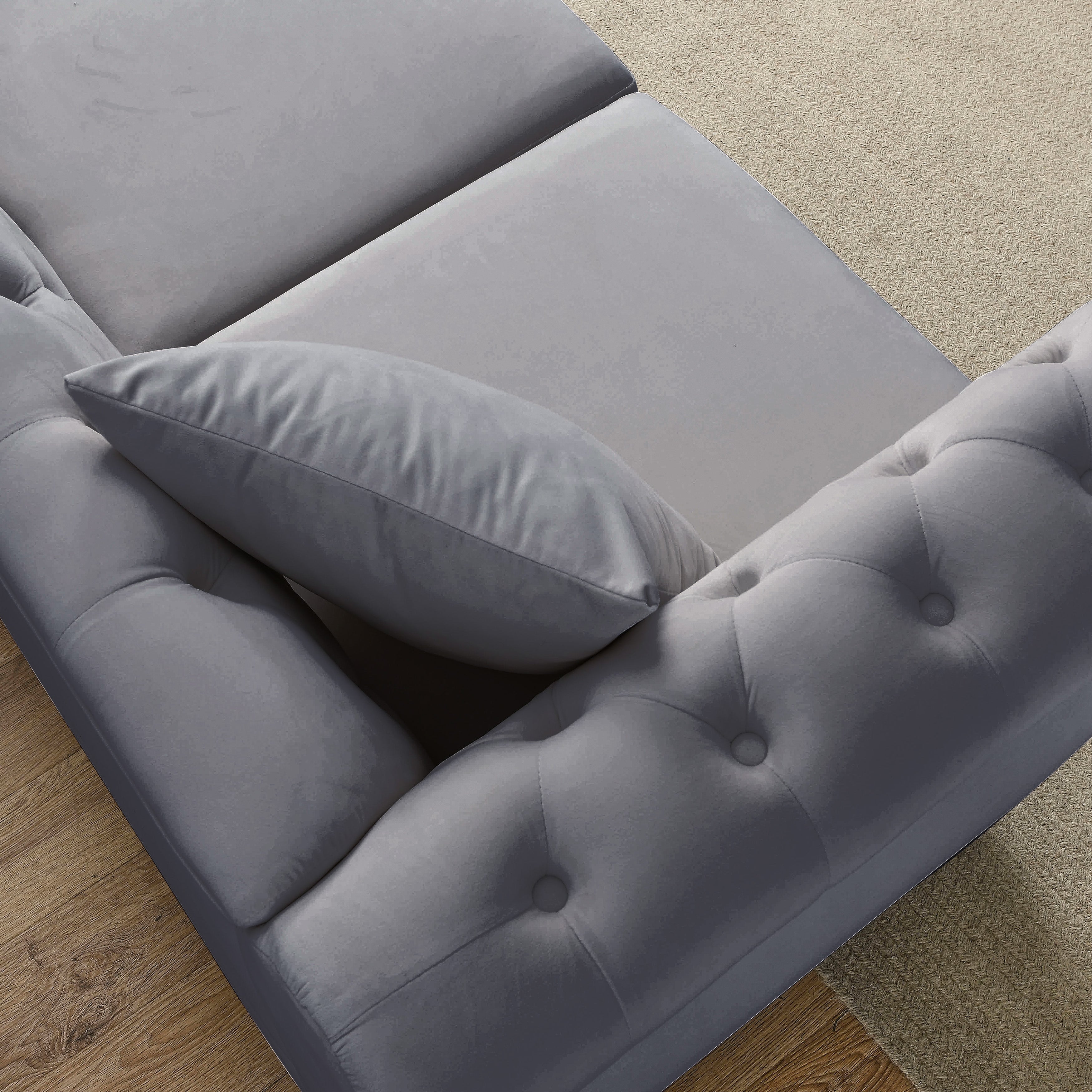 Nailhead Velvet Chesterfield 3-Seater Sofa
