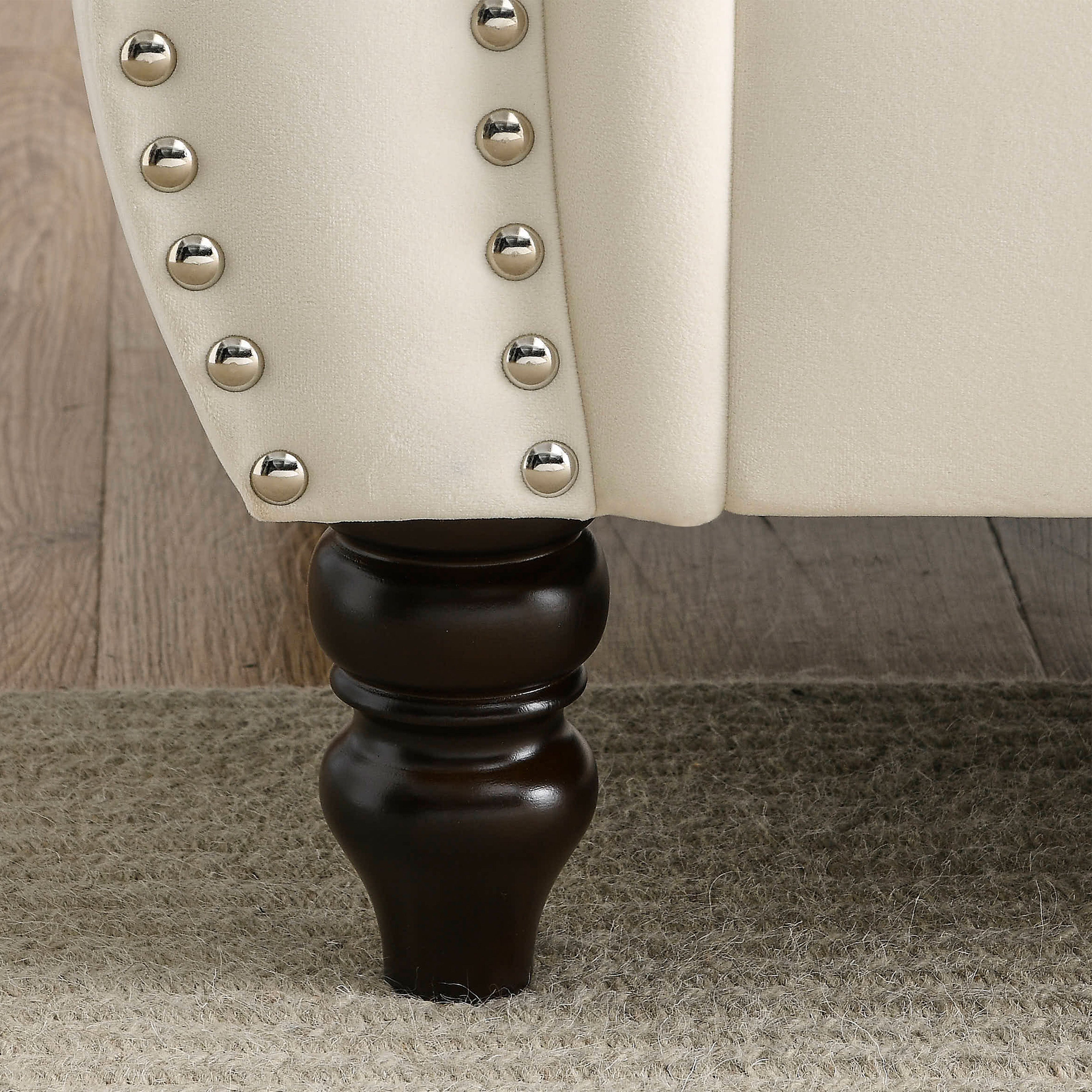 Nailhead Velvet Chesterfield 3-Seater Sofa
