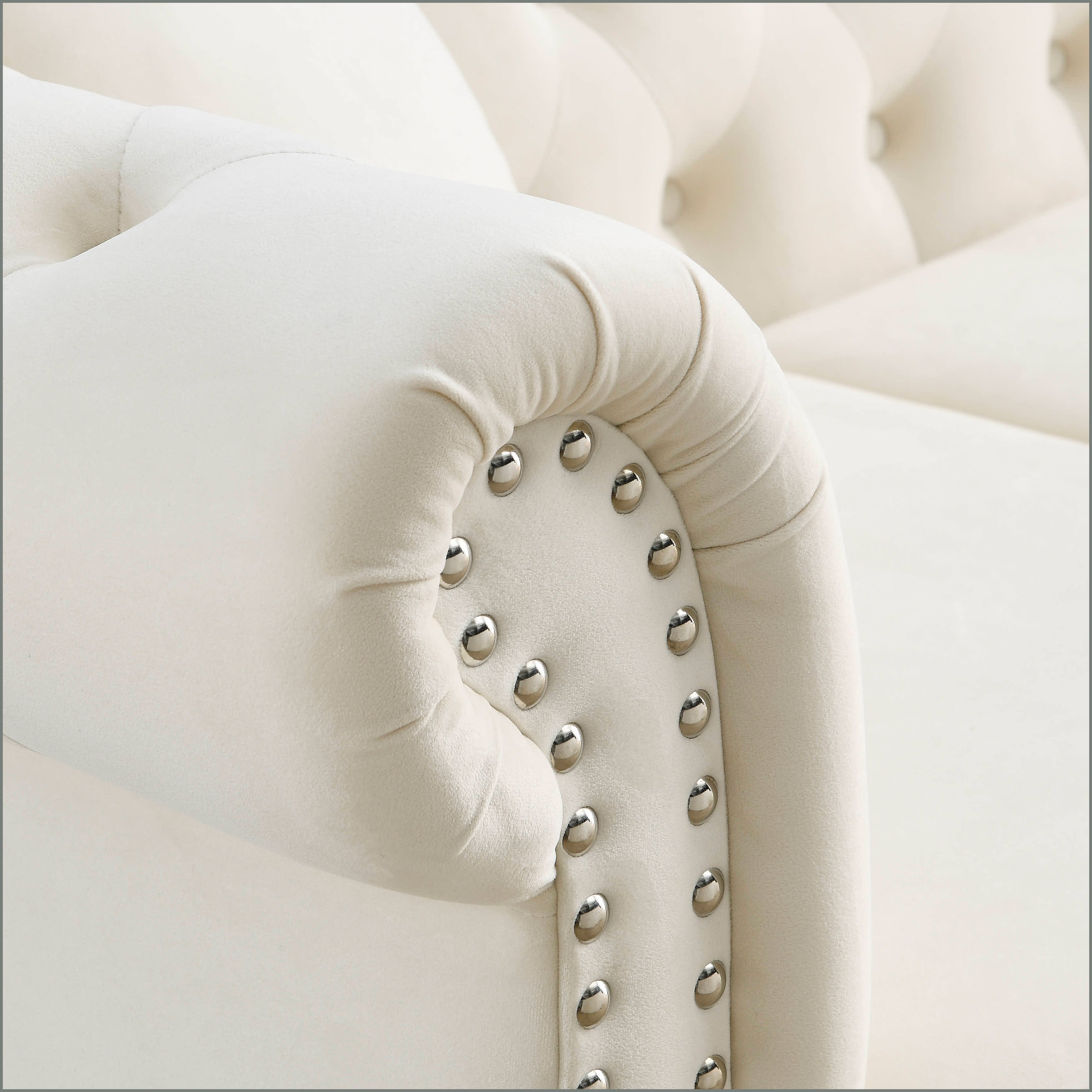 Nailhead Velvet Chesterfield 3-Seater Sofa