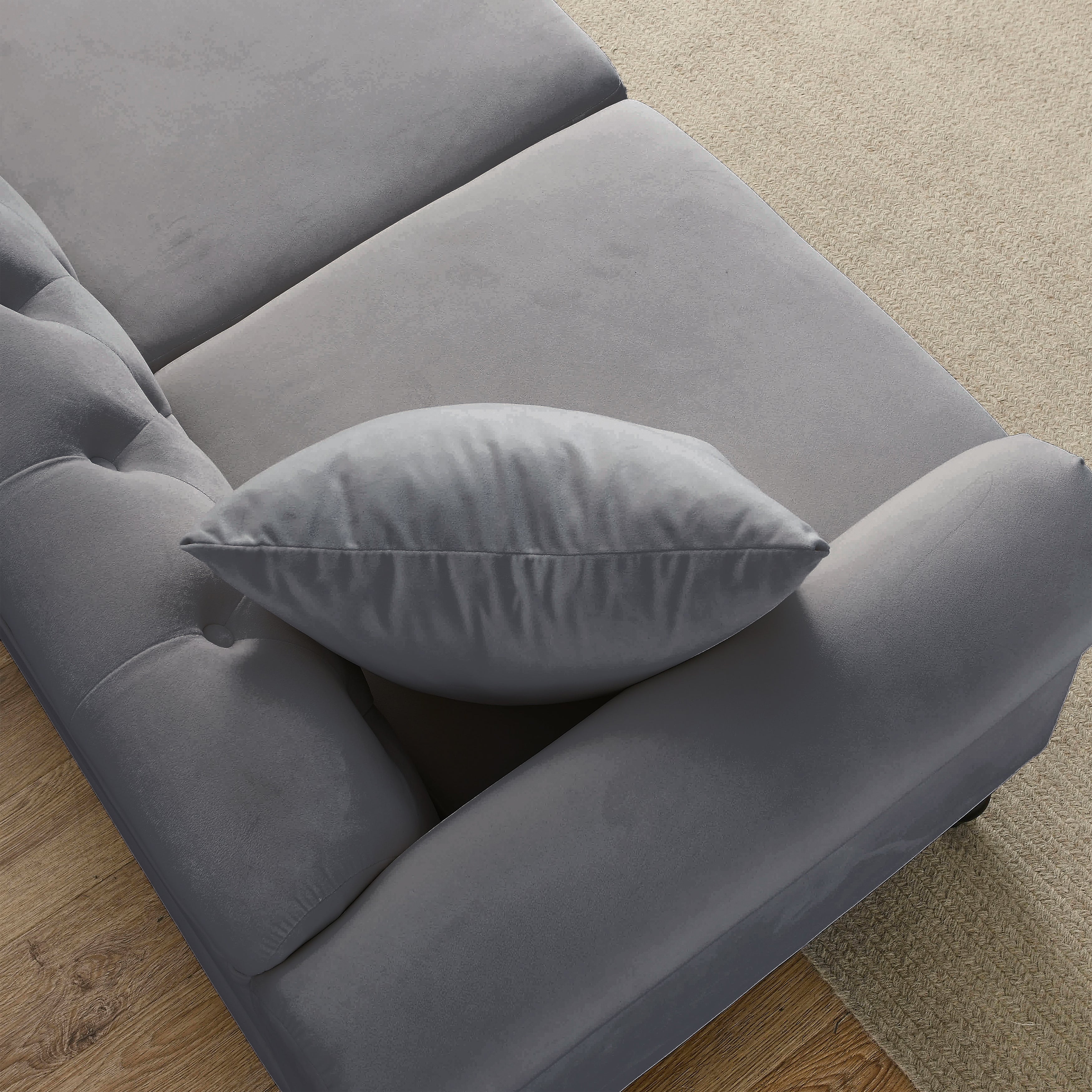Nailhead Velvet Pitched Back Chesterfield 3-Seater Sofa