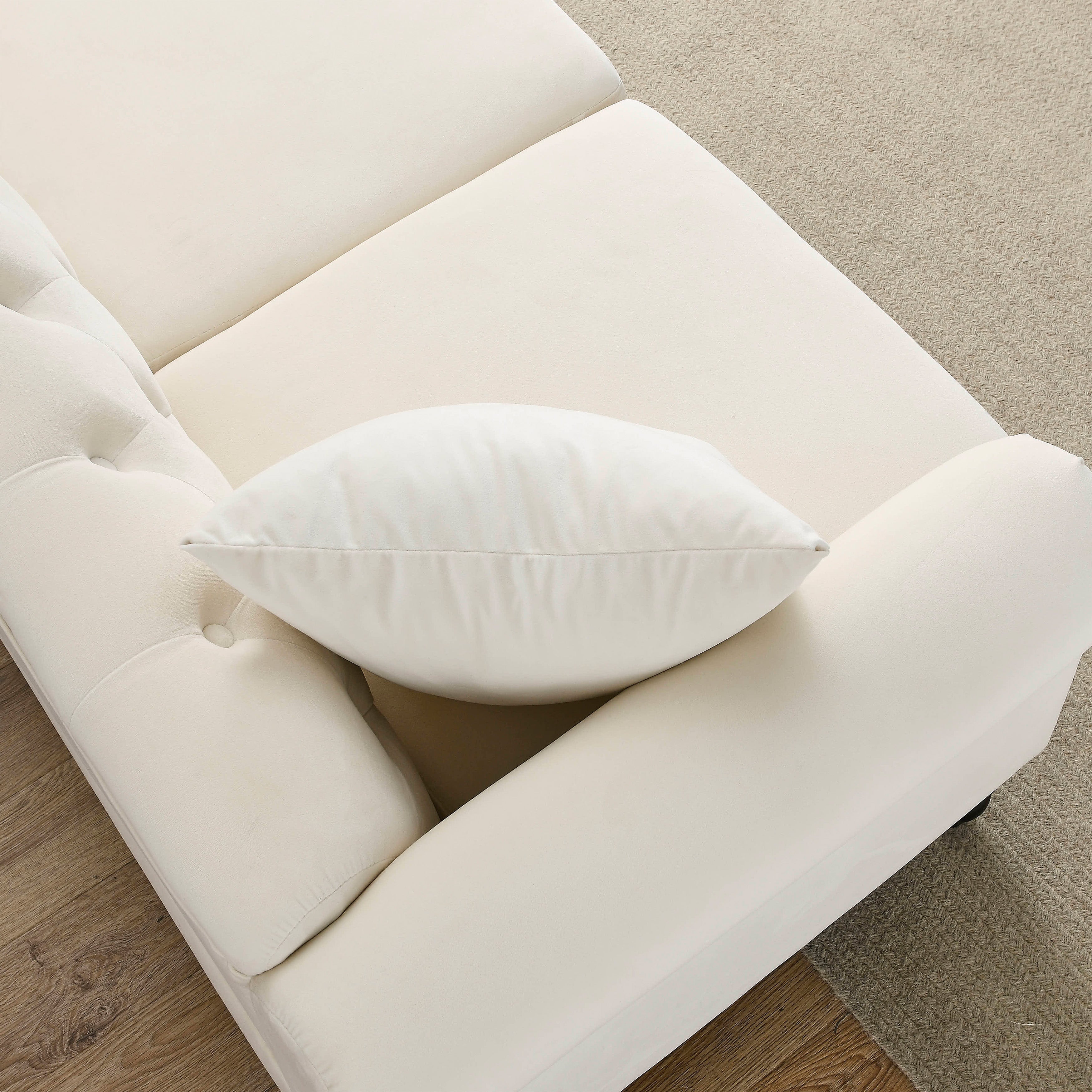 Nailhead Velvet Pitched Back Chesterfield 3-Seater Sofa