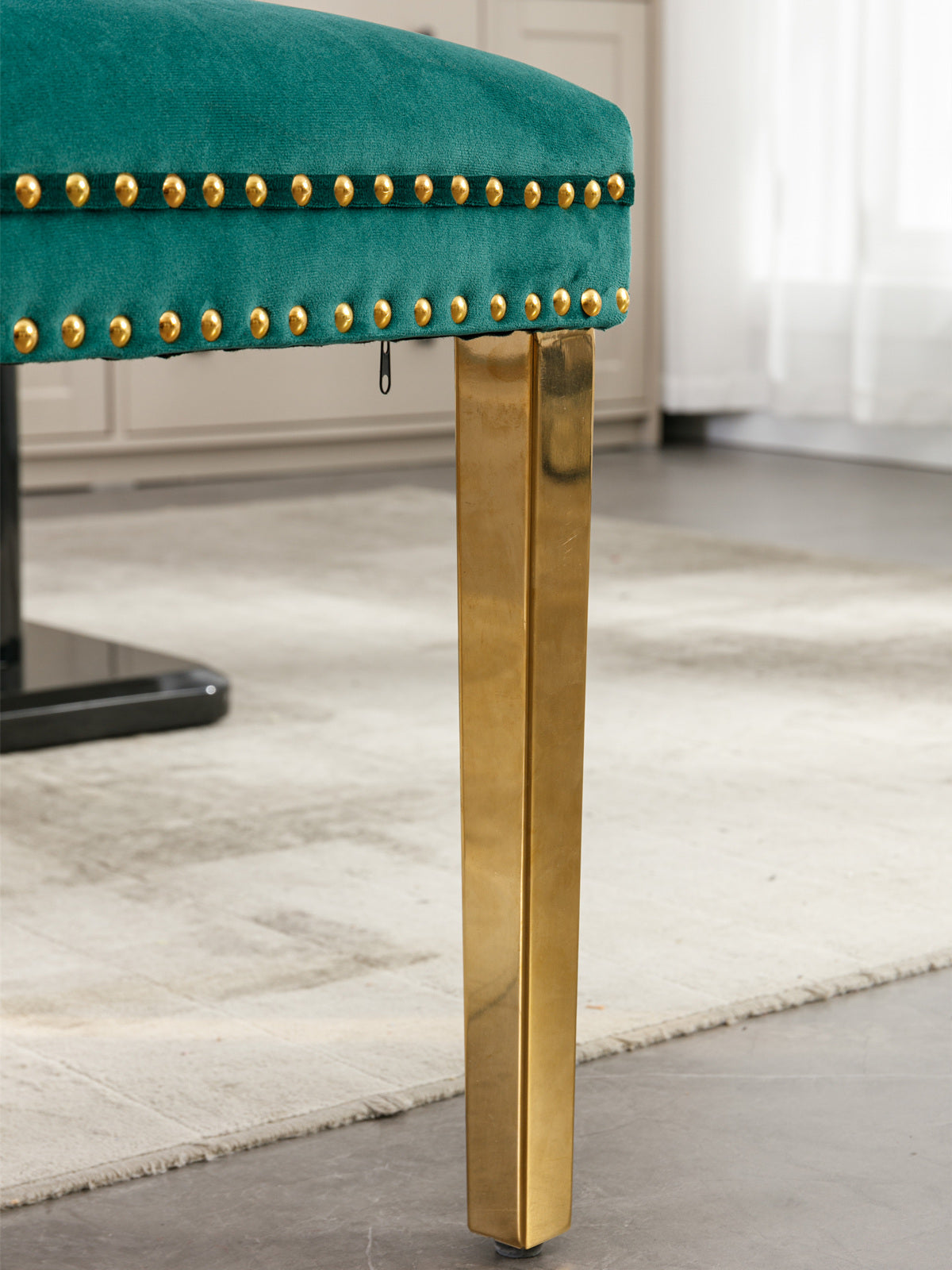 Rosewick Modern Tufted Velvet Solid Wood Upholstered Dining Chair with Gold Stainless Steel Plating Legs, Set of 2