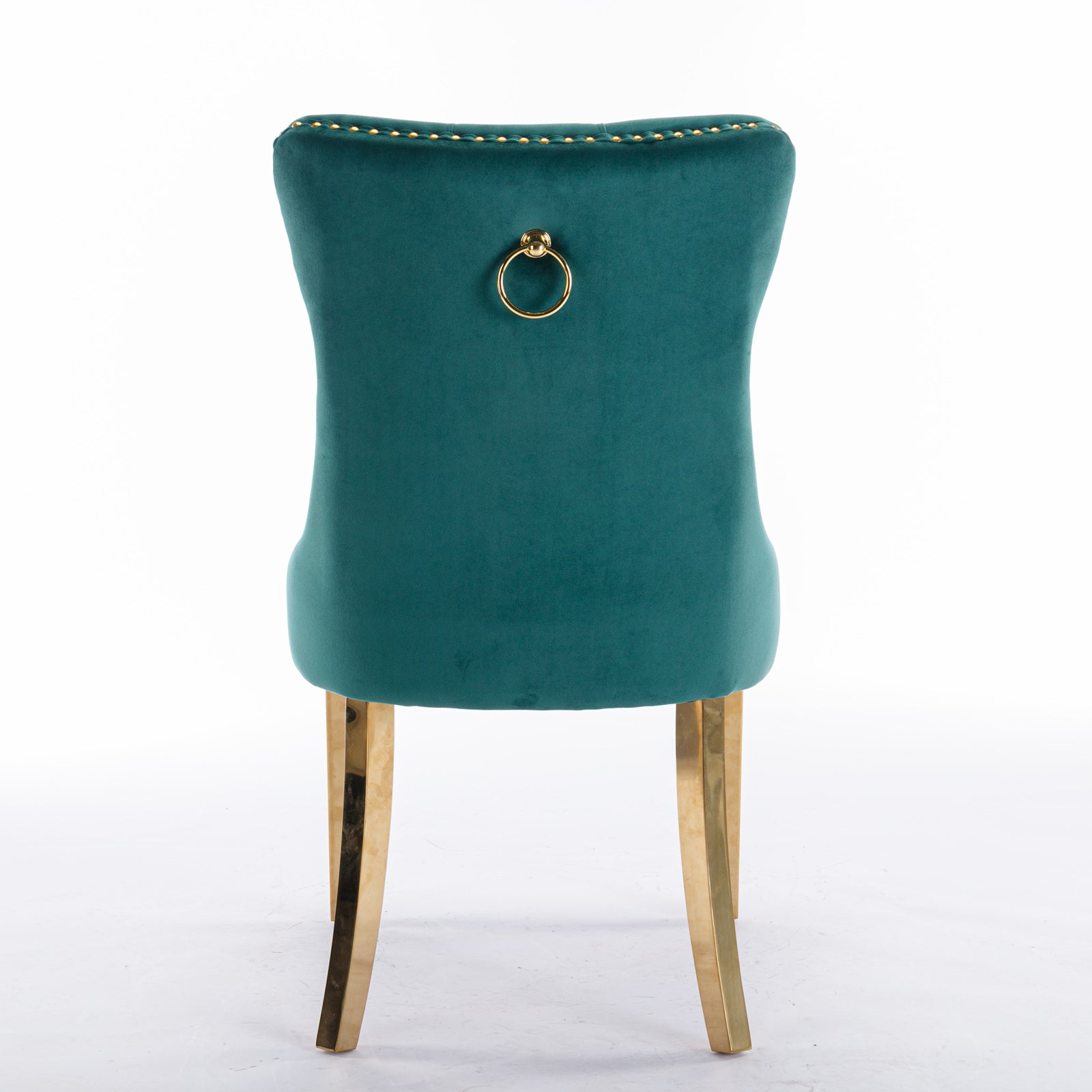 Rosewick Modern Tufted Velvet Solid Wood Upholstered Dining Chair with Gold Stainless Steel Plating Legs, Set of 2