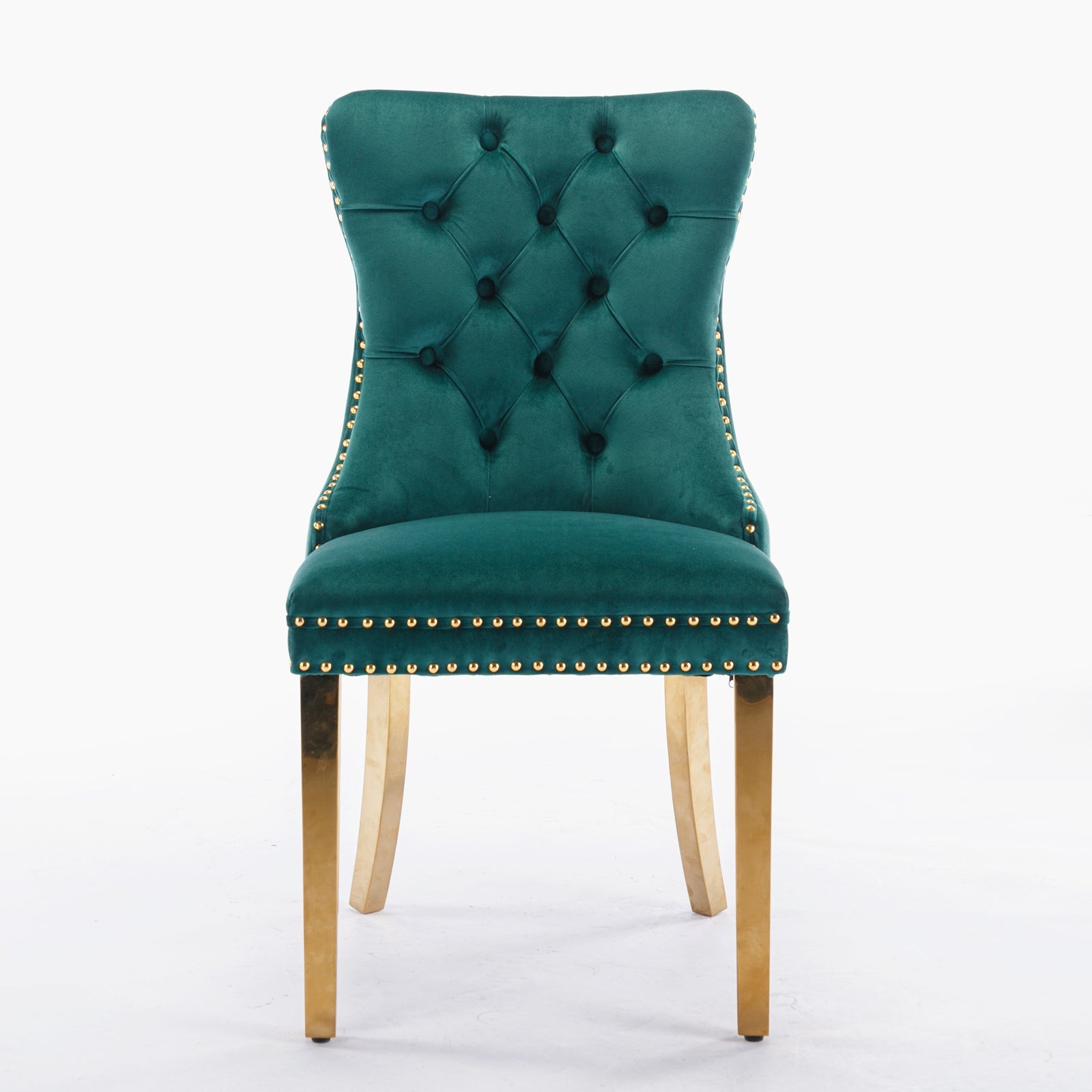 Rosewick Modern Tufted Velvet Solid Wood Upholstered Dining Chair with Gold Stainless Steel Plating Legs, Set of 2